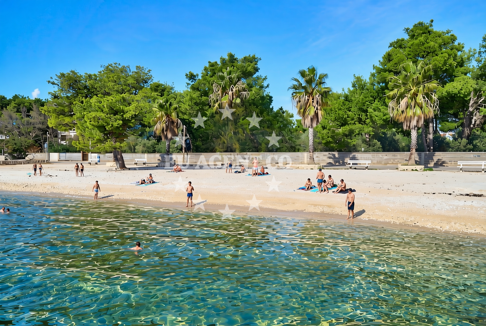 Overview of Luka istok, Vir (Vir) Beach in Luka istok