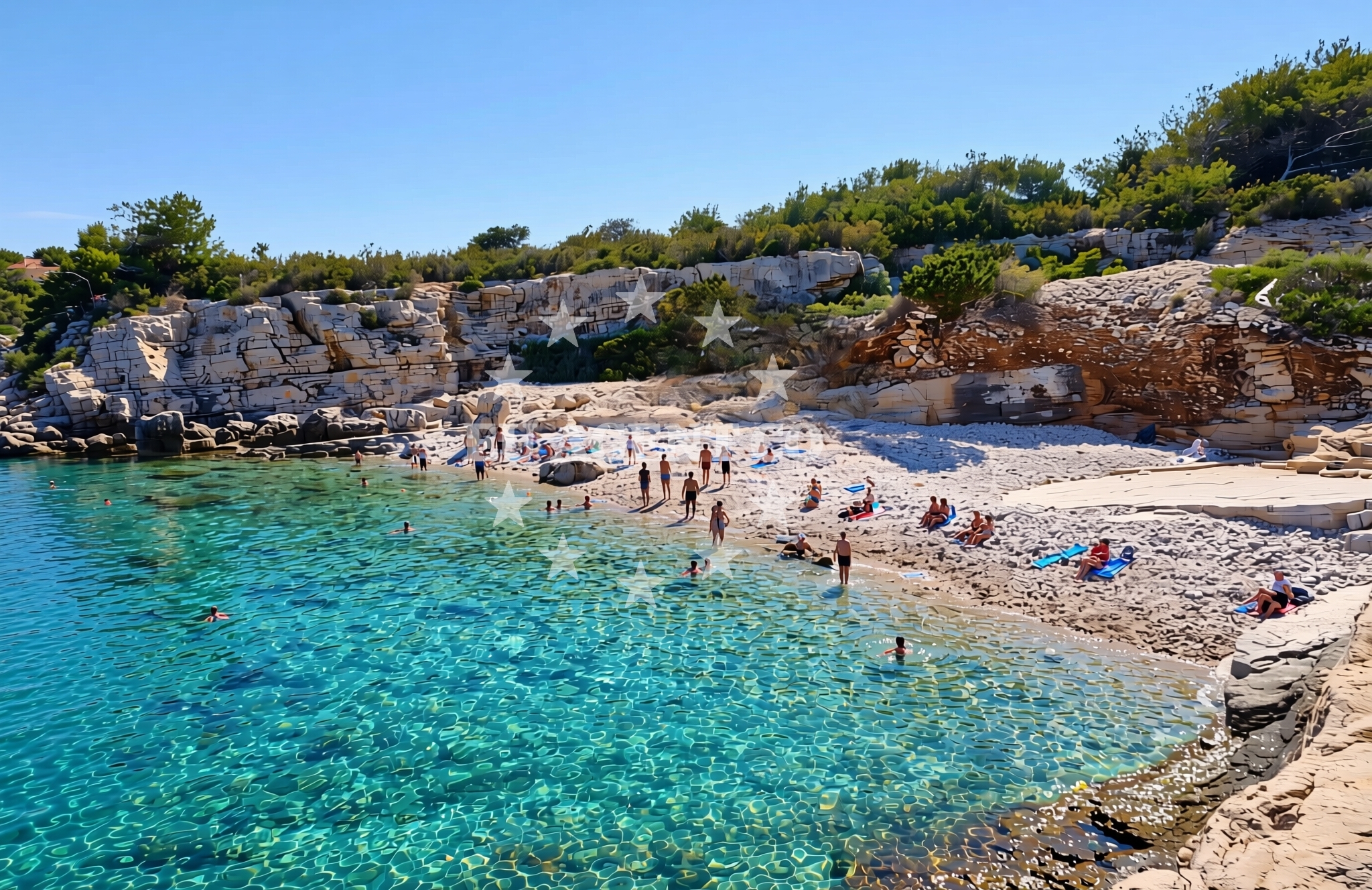 Overview of Luka jug, Rukavac (Vis) Beach in Luka jug