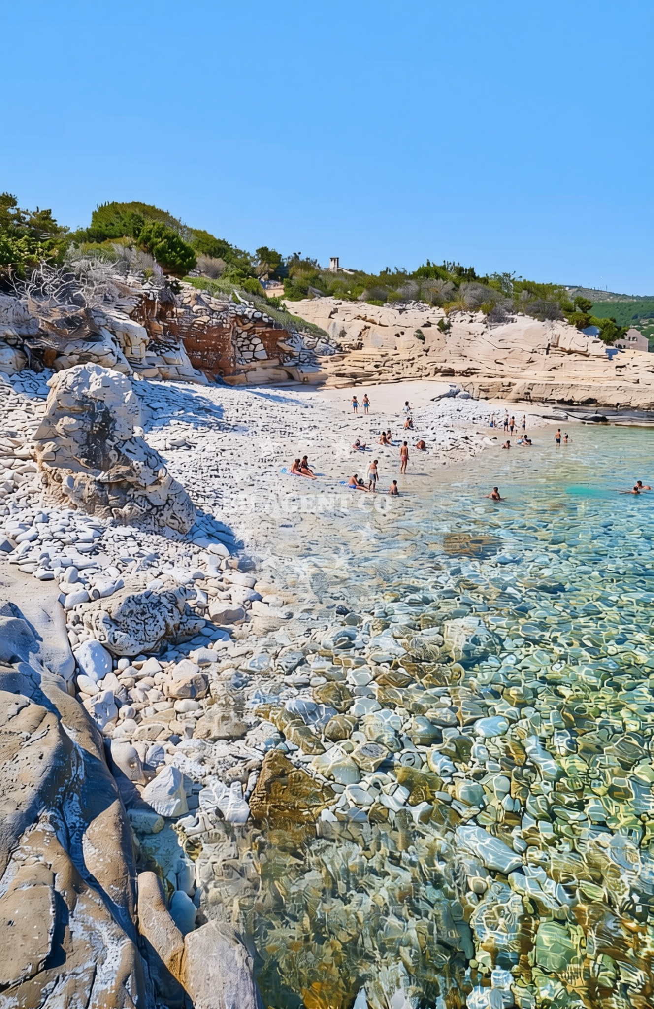 Beach facilities and surroundings at Luka jug, Rukavac (Vis) Beach in Luka jug
