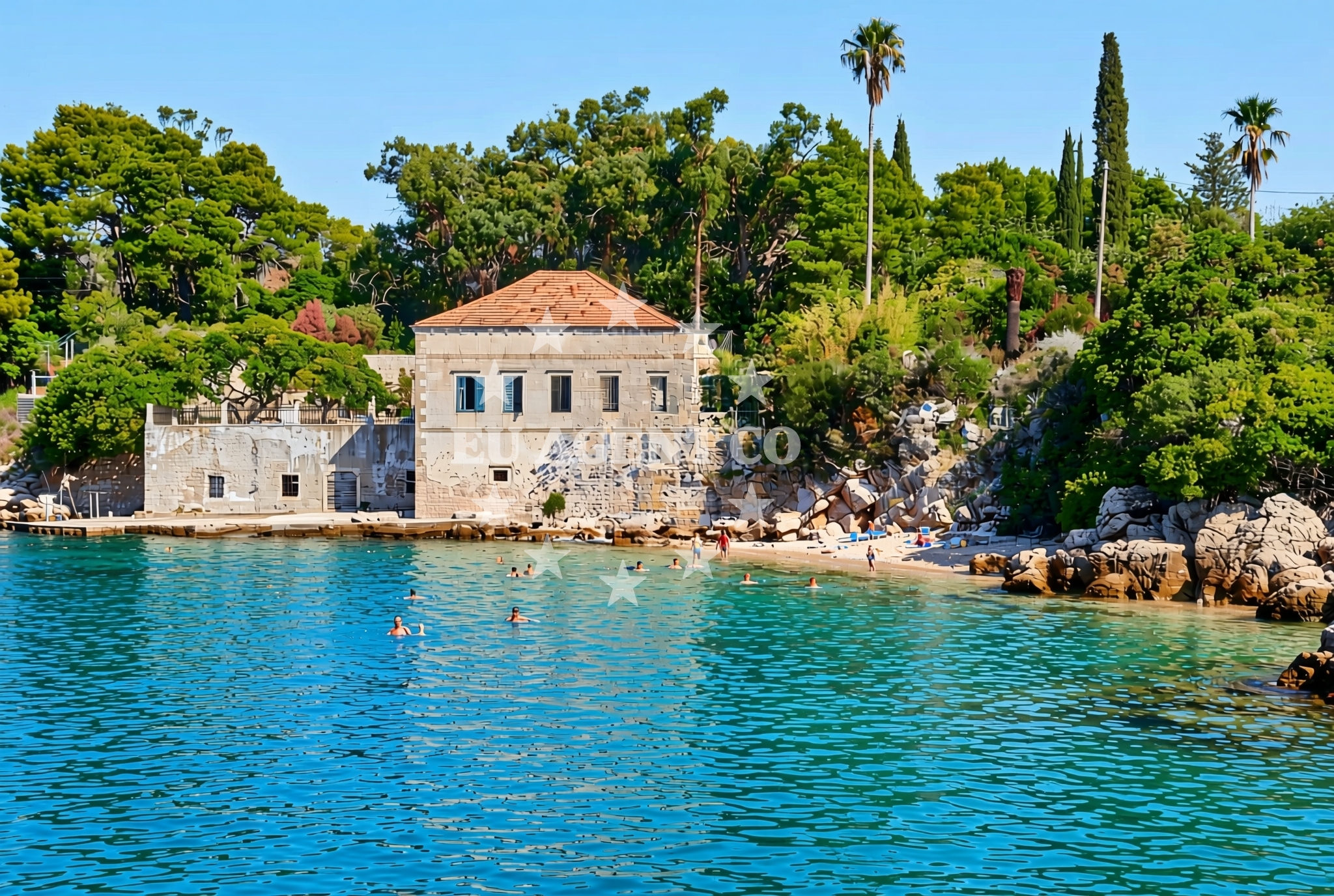 Overview of Luka, Koločep (Koločep) Beach in Luka