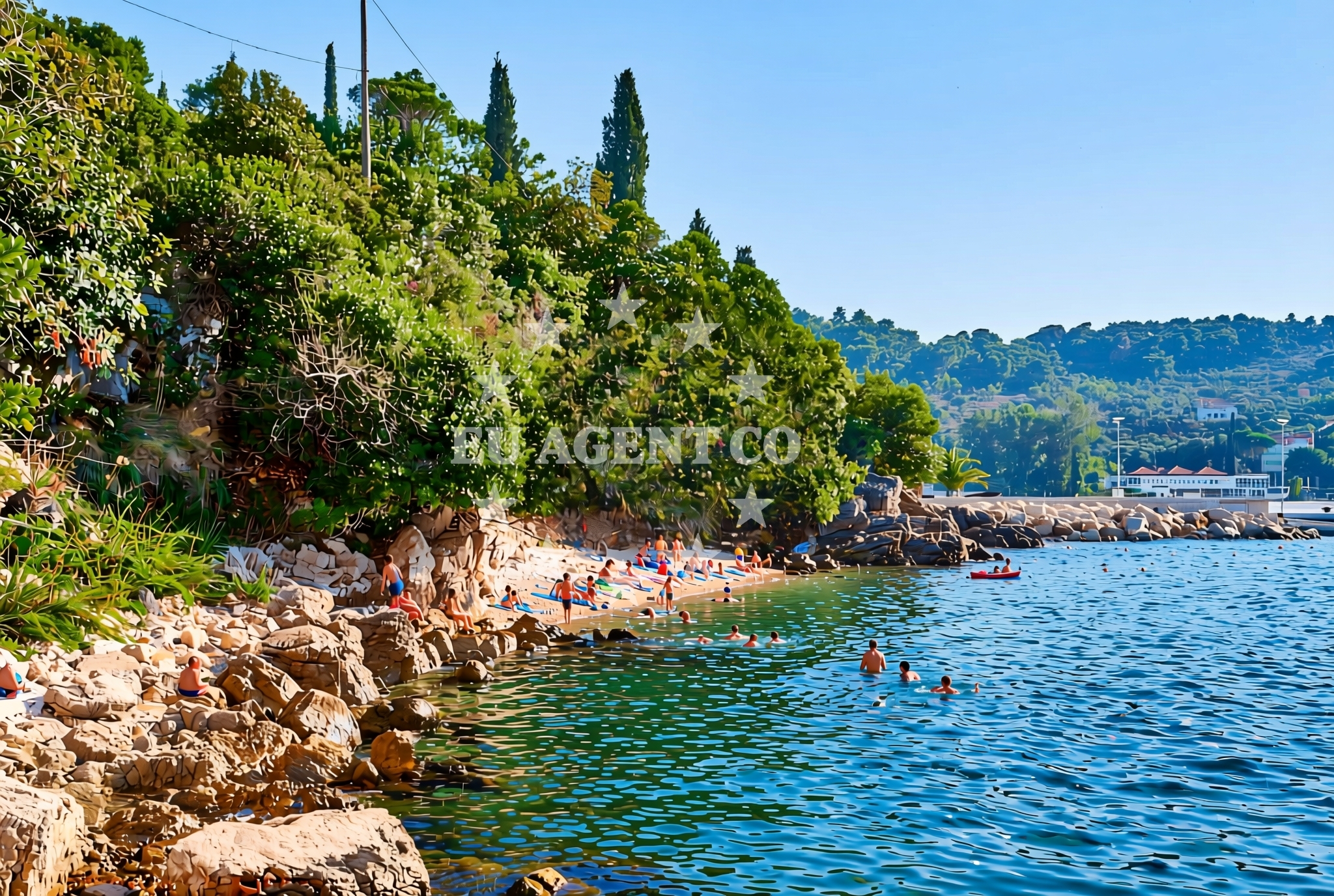 Shoreline and swimming area at Luka, Koločep (Koločep) Beach in Luka