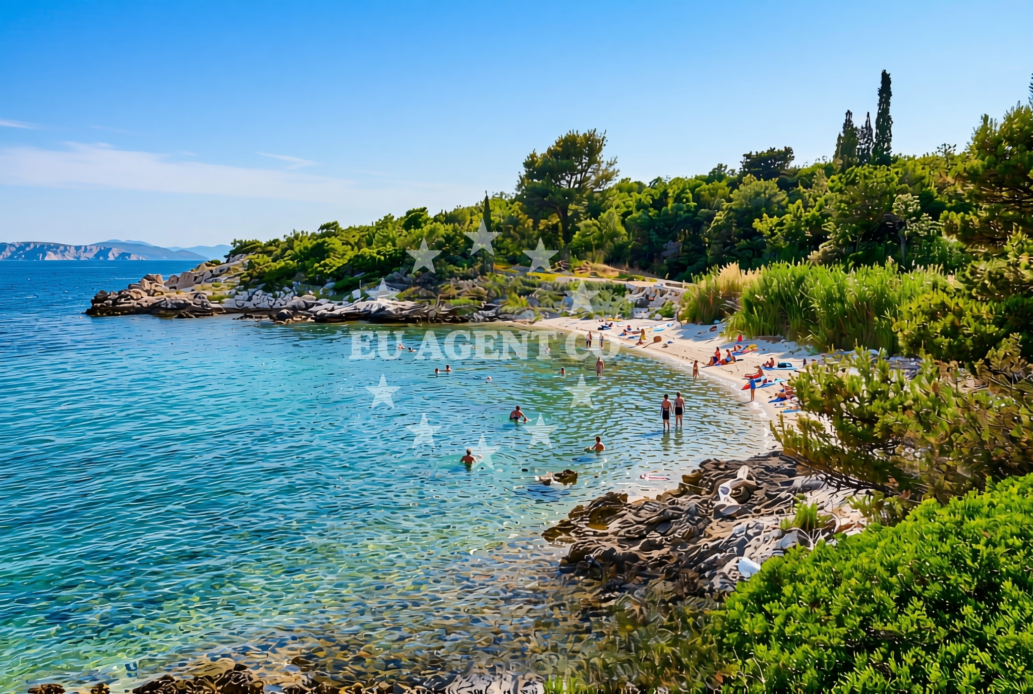 Shoreline and swimming area at Luka, Kručica Beach in Luka