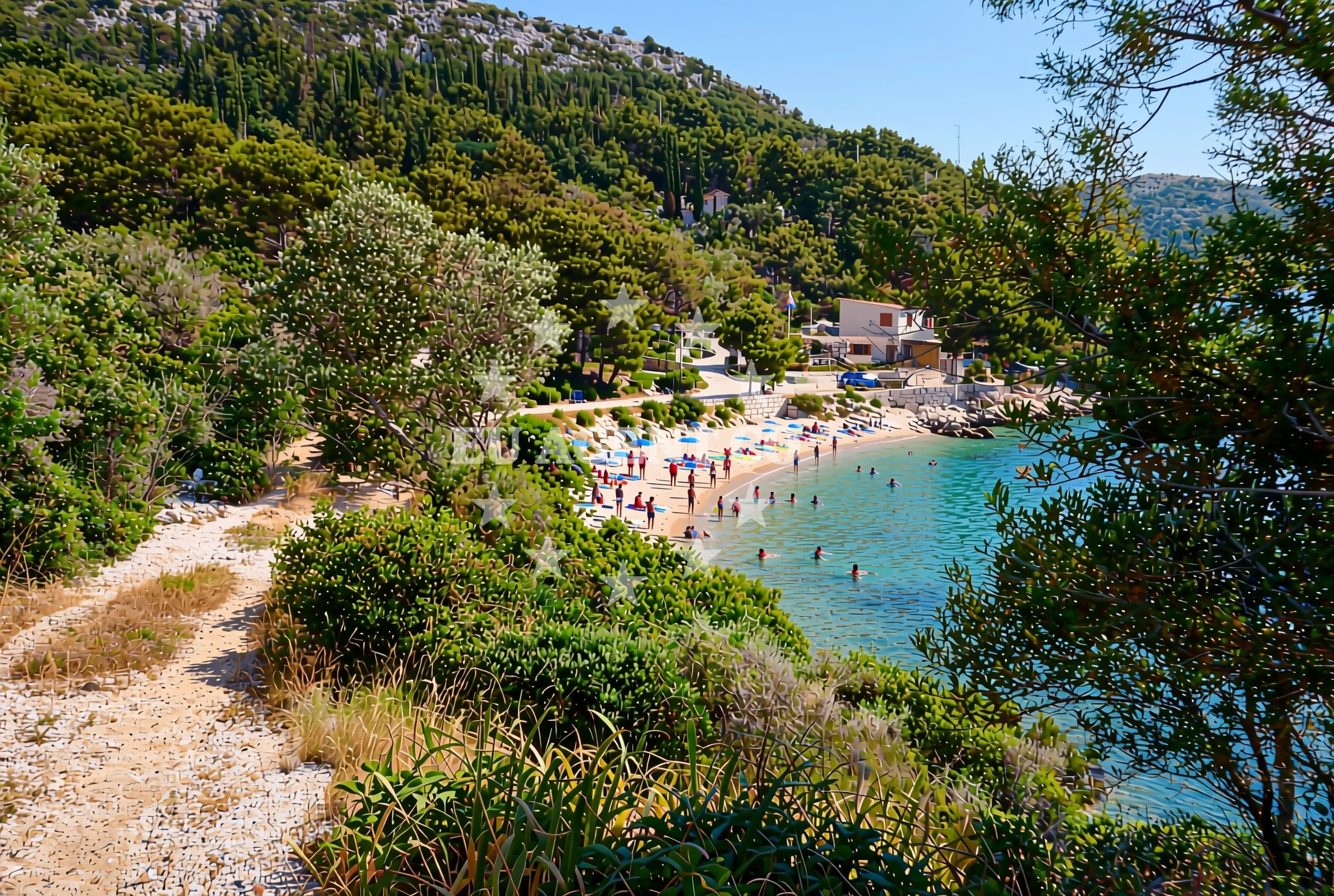 Sea and coastal view of Luka, Kručica Beach in Luka