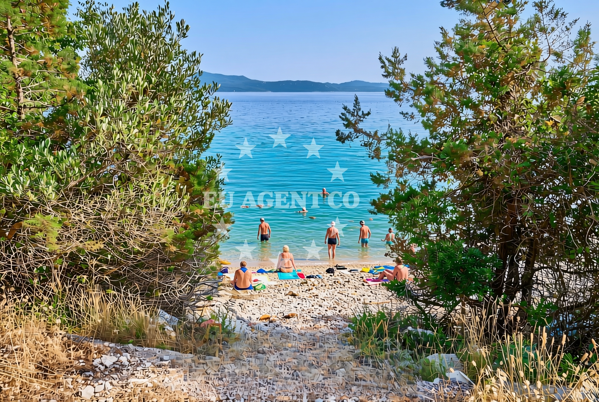 Beach facilities and surroundings at Luka, Kručica Beach in Luka
