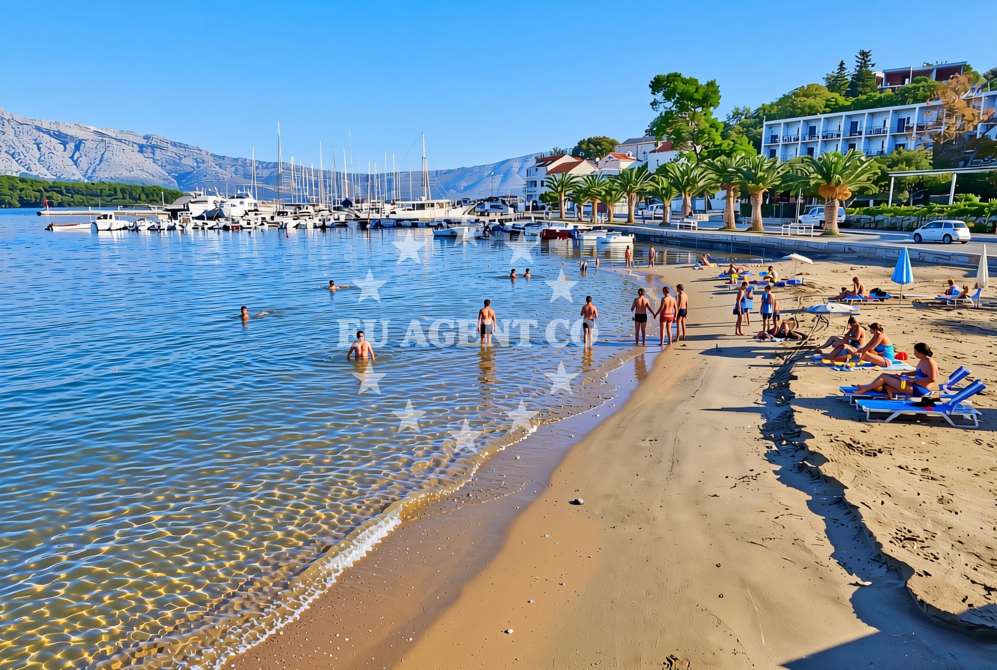 Shoreline and swimming area at Luka, Lumbarda (Korčula) Beach in Luka