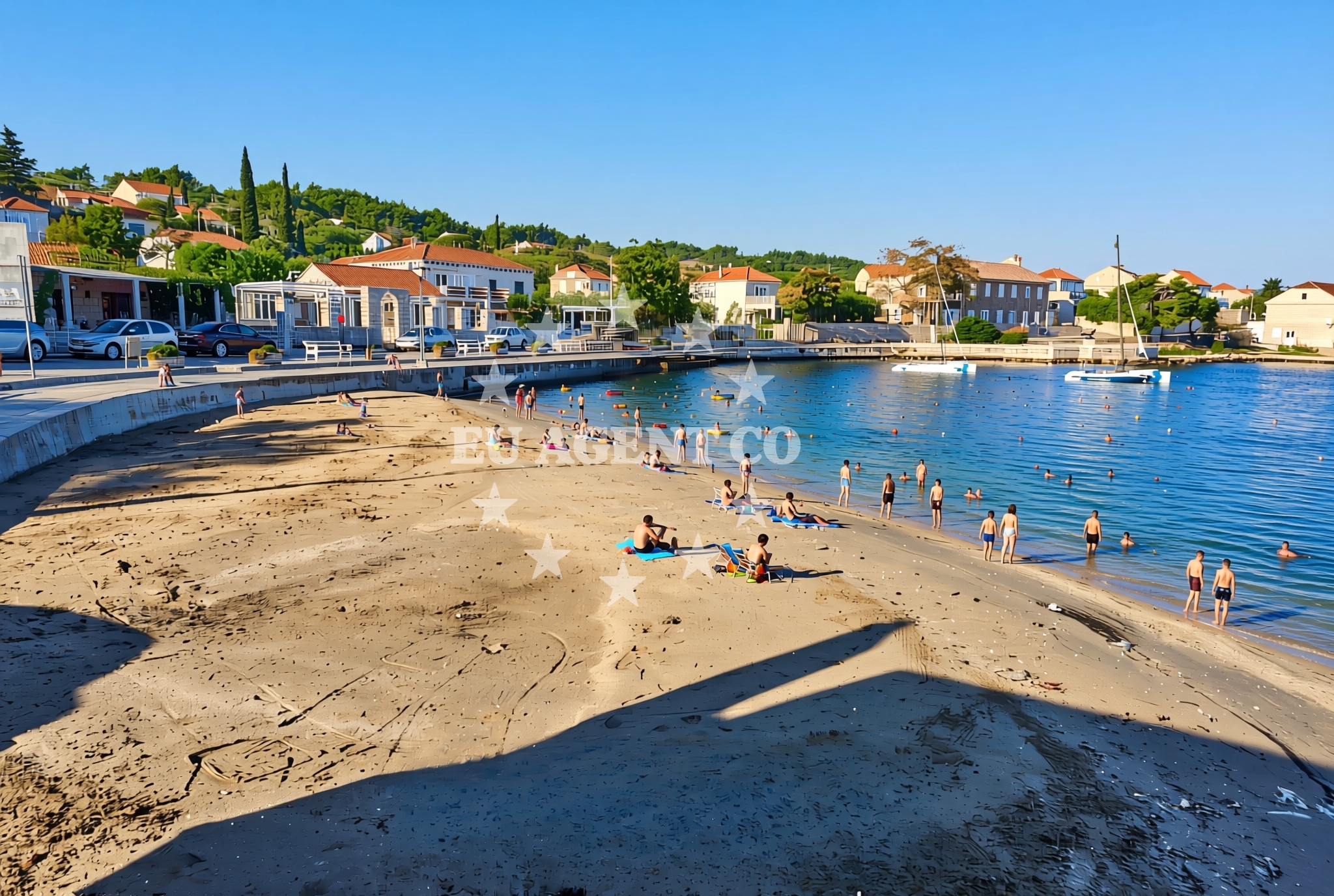 Sea and coastal view of Luka, Lumbarda (Korčula) Beach in Luka
