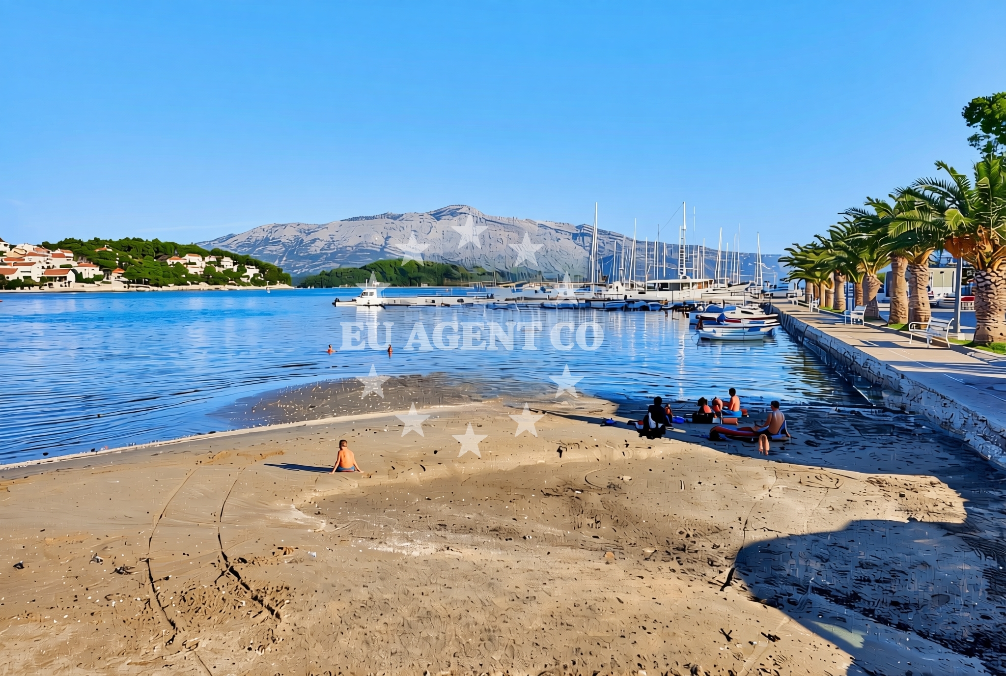 Beach facilities and surroundings at Luka, Lumbarda (Korčula) Beach in Luka