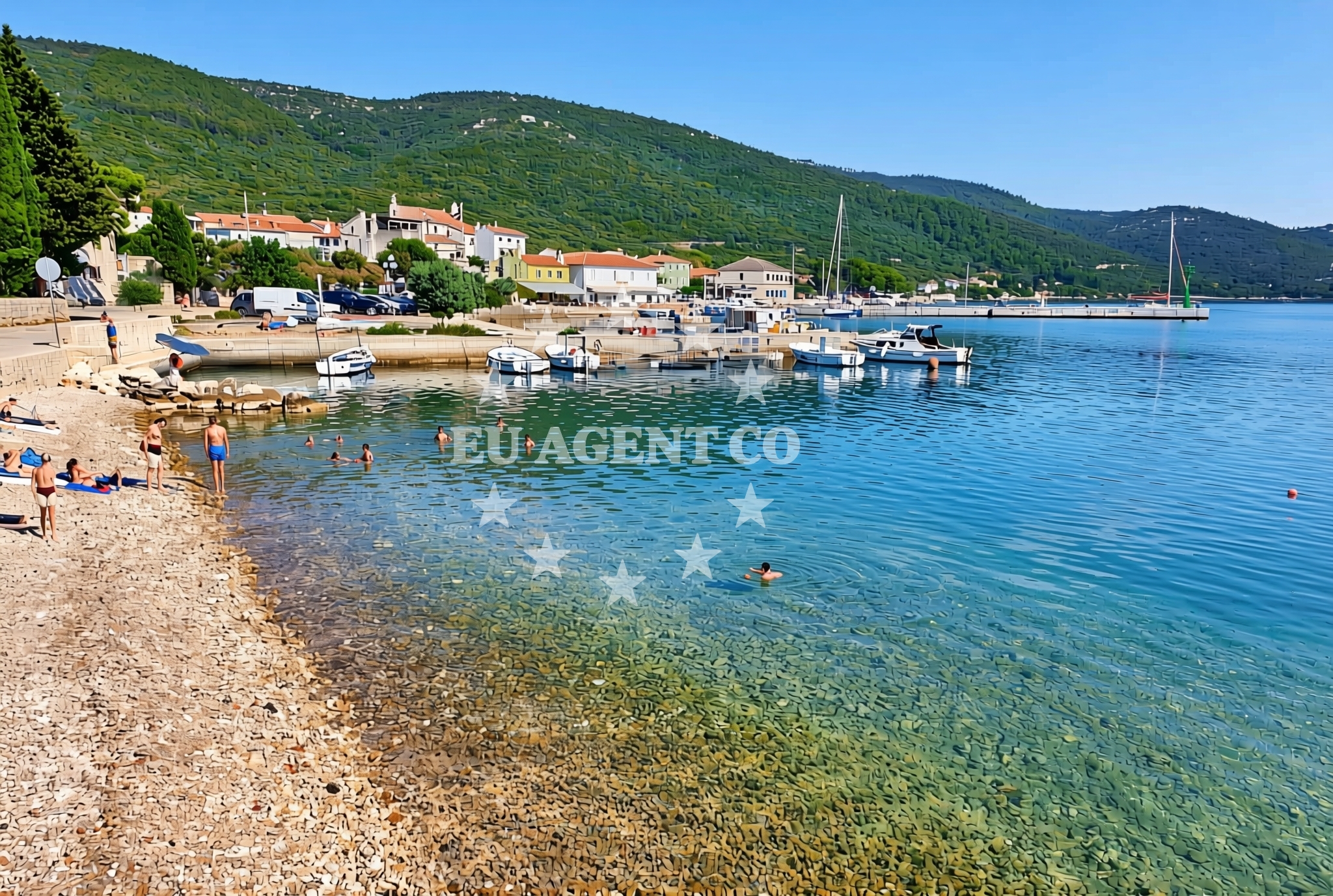 Overview of Luka, Martinšćica (Cres) Beach in Luka
