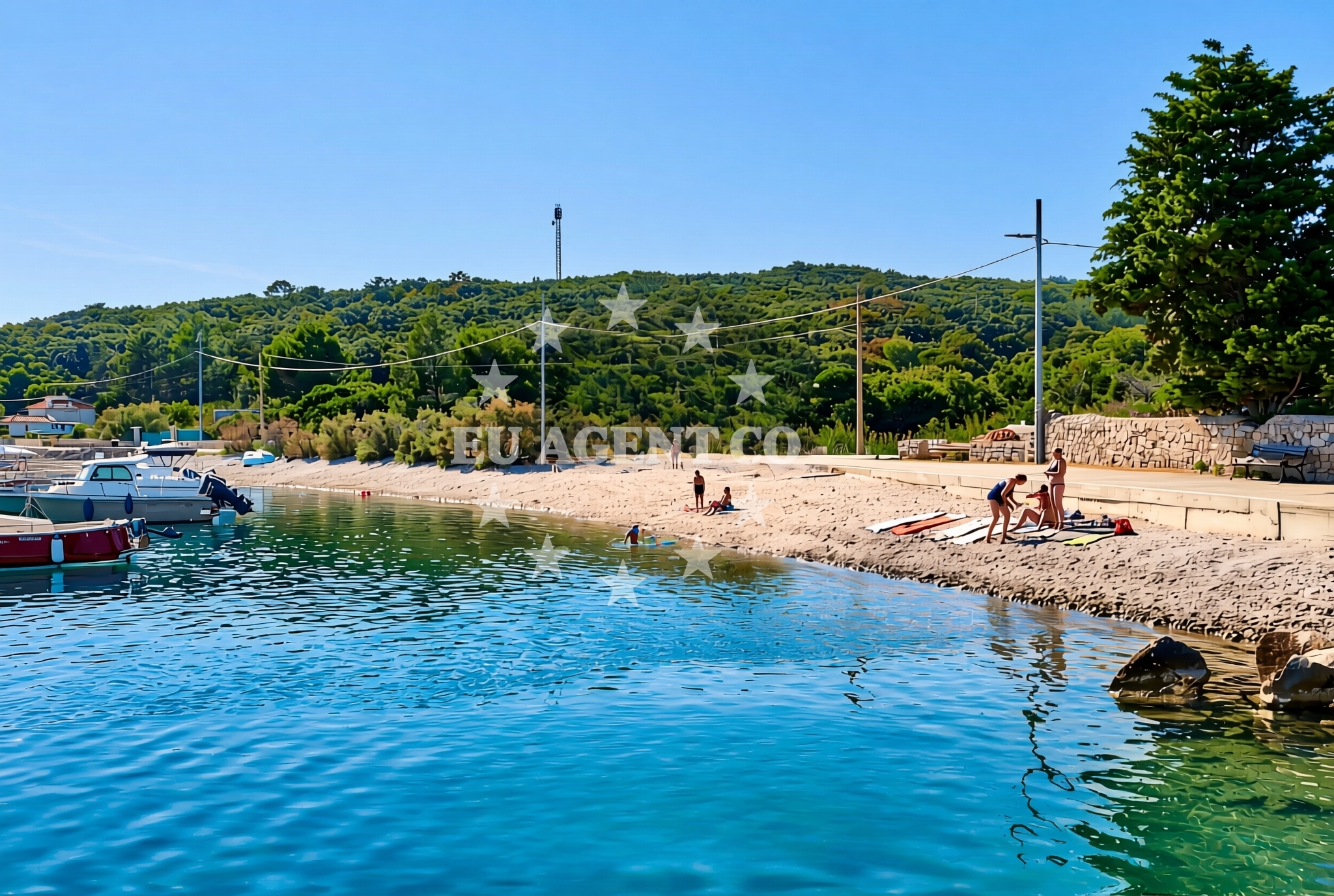 Shoreline and swimming area at Luka, Martinšćica (Cres) Beach in Luka