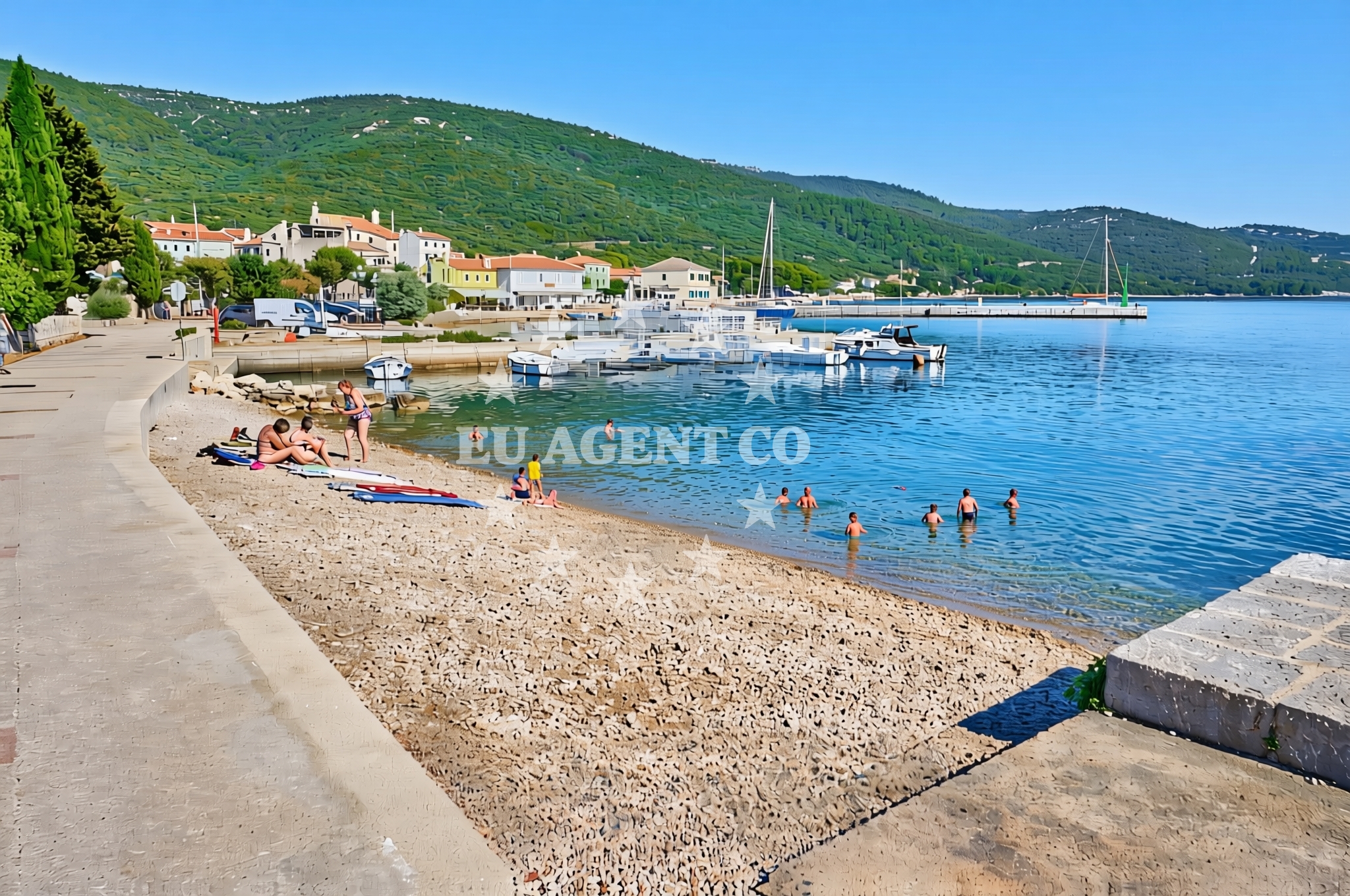Sea and coastal view of Luka, Martinšćica (Cres) Beach in Luka
