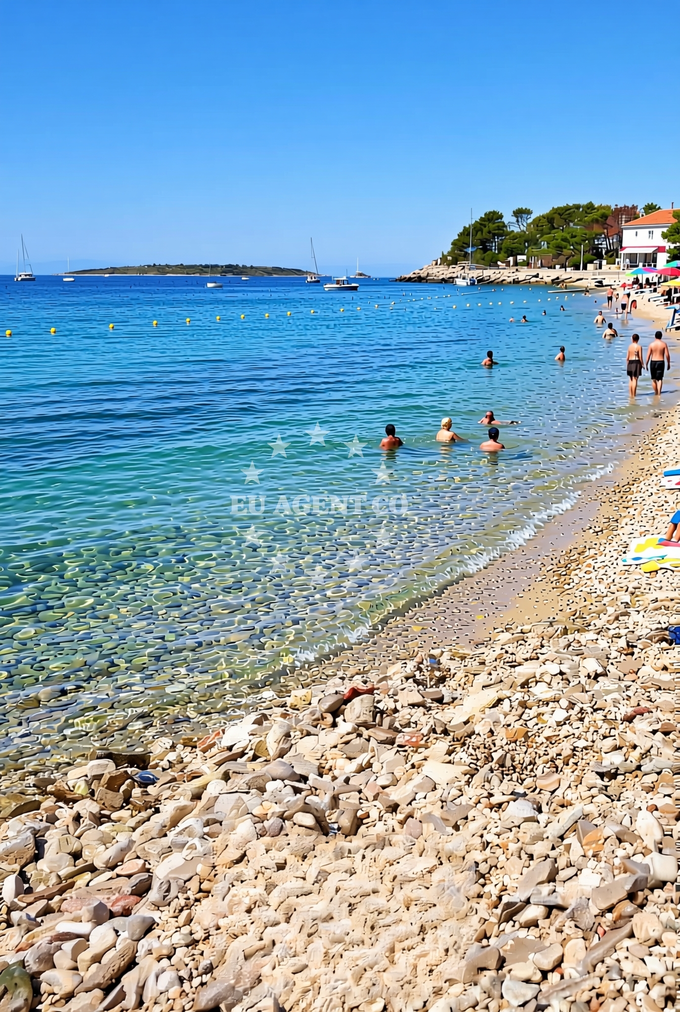 Sea and coastal view of Luka, Maslinica (Šolta) Beach in Luka