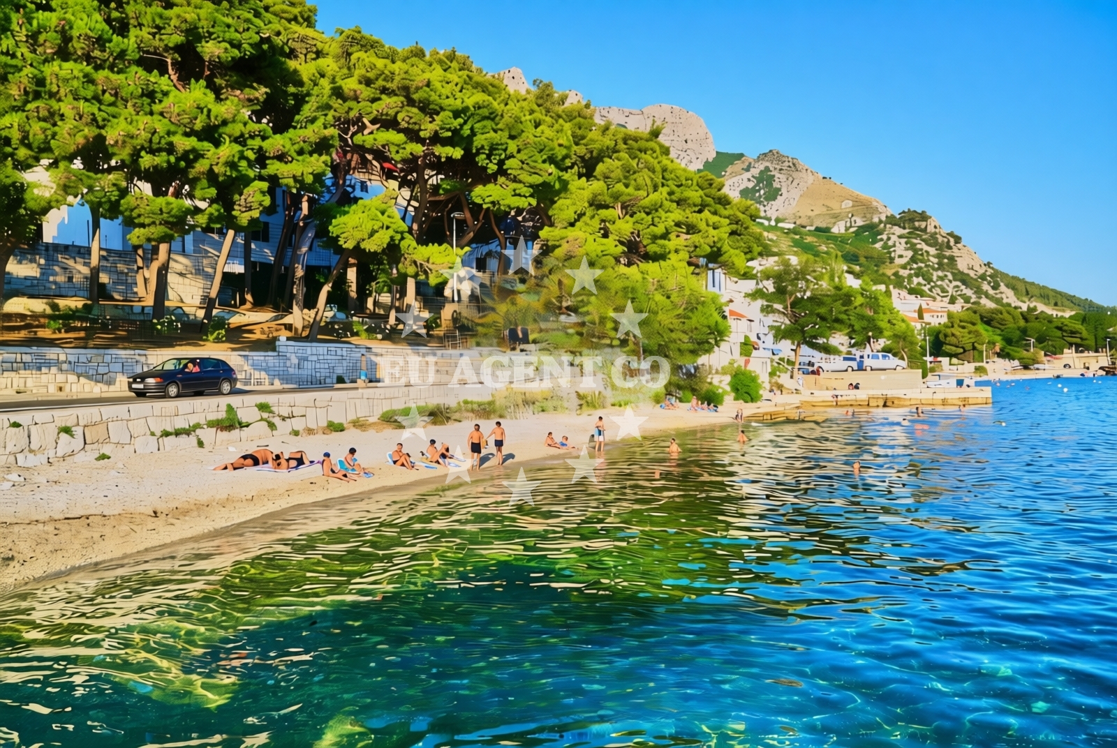 Shoreline and swimming area at Luka, Omiš Beach in Luka