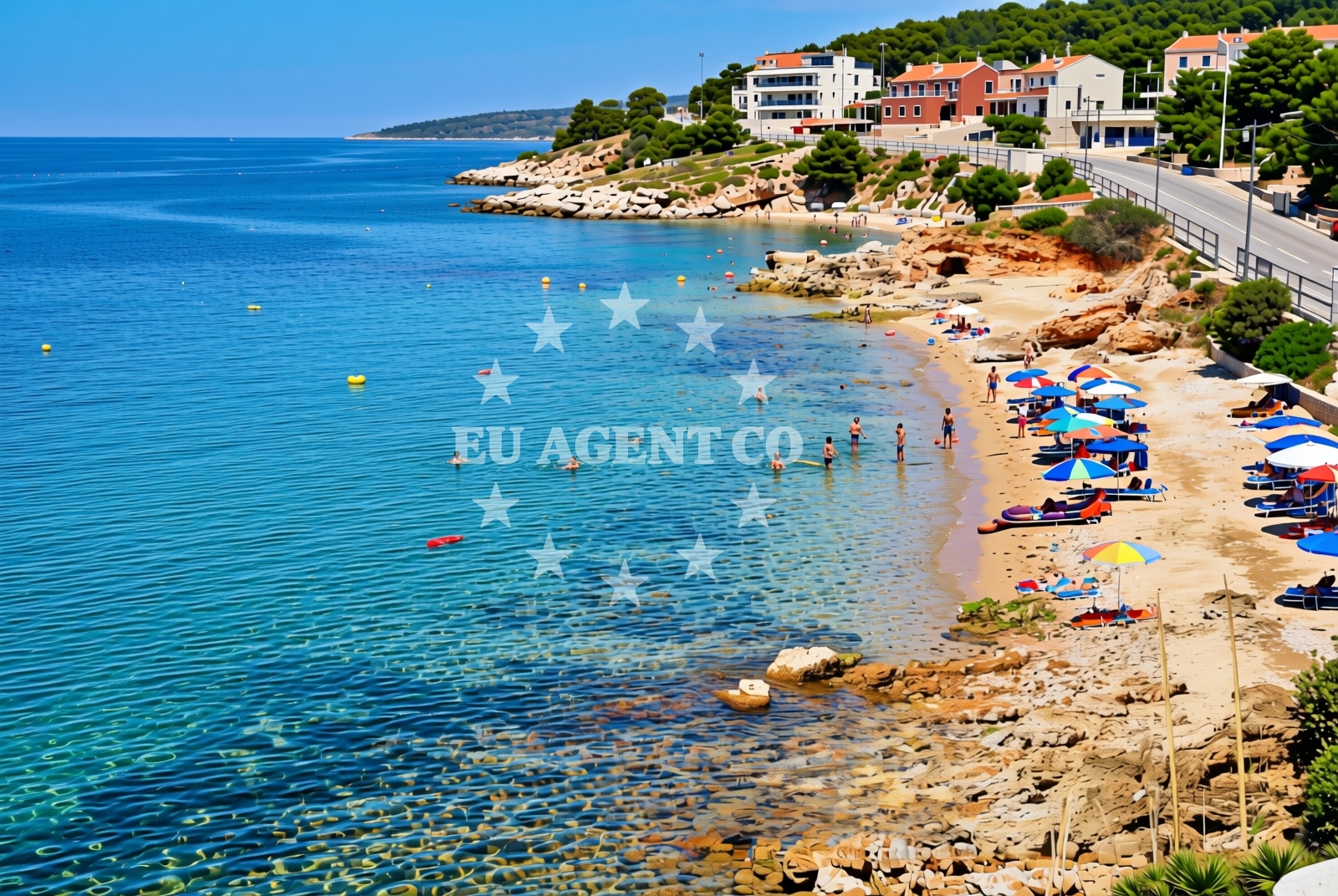 Sea and coastal view of Luka, Povljana (Pag) Beach in Luka