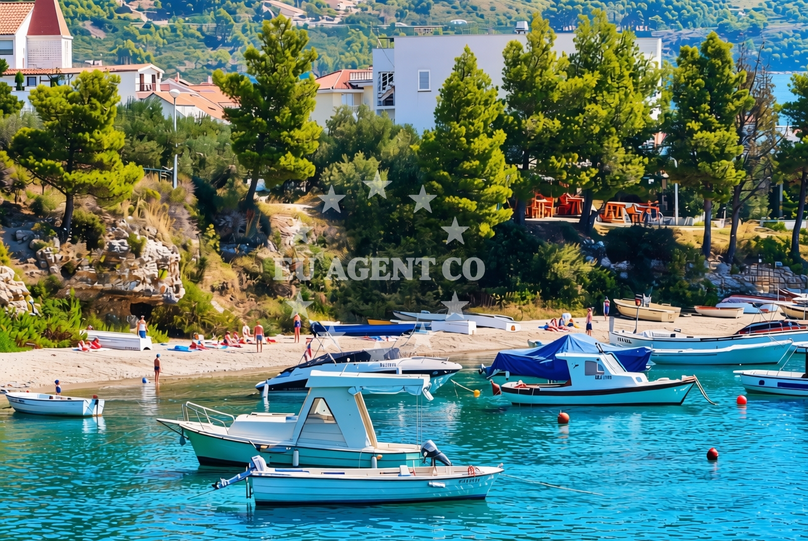 Shoreline and swimming area at Luka, Promajna Beach in Luka
