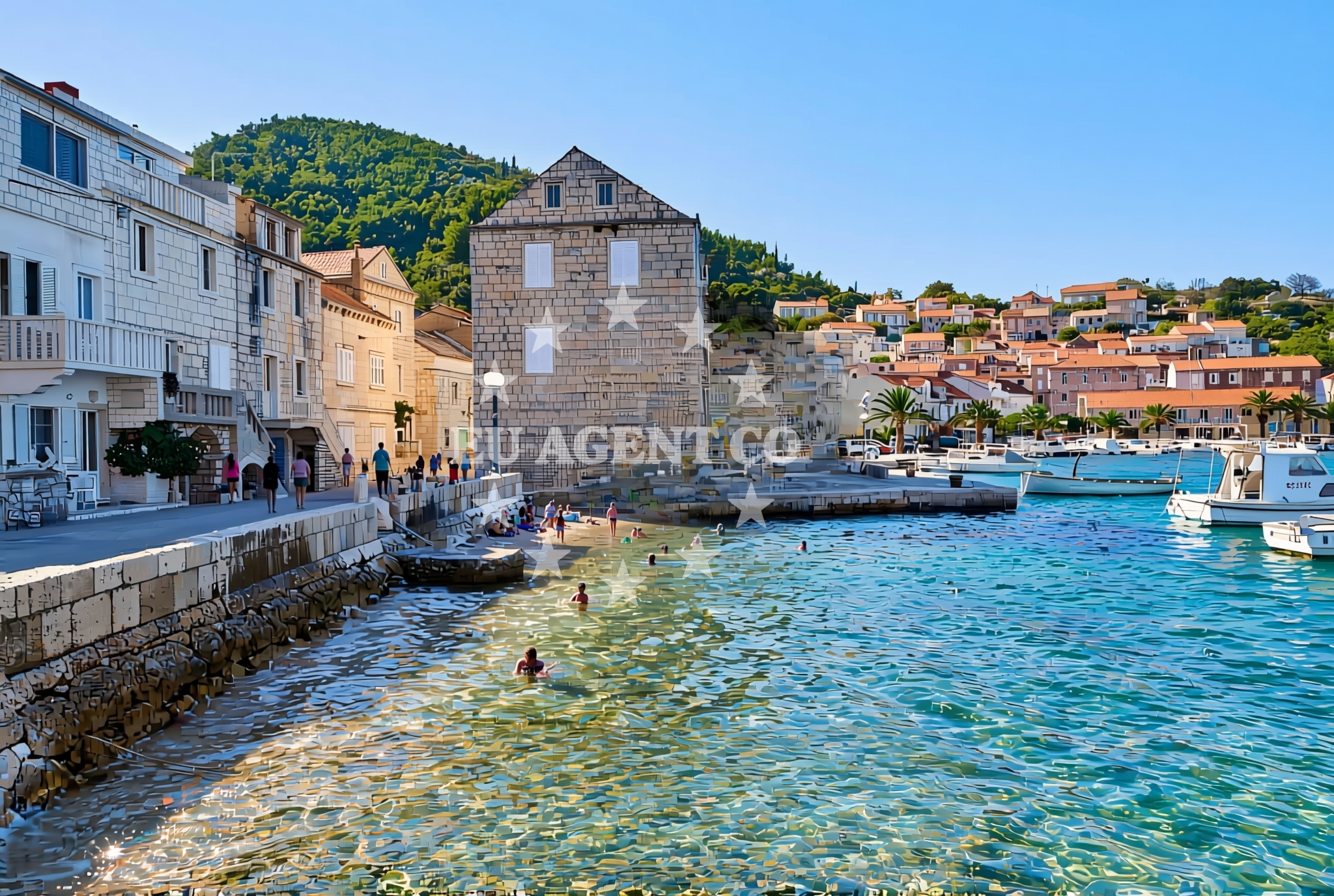 Shoreline and swimming area at Luka, Račišće (Korčula) Beach in Luka