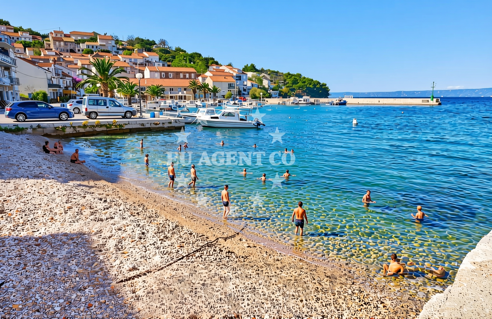 Beach facilities and surroundings at Luka, Račišće (Korčula) Beach in Luka