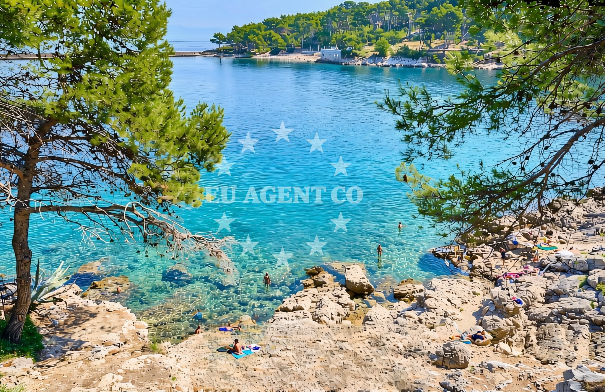 Overview of Luka Rovenska, Veli Lošinj (Lošinj) Beach in Luka Rovenska