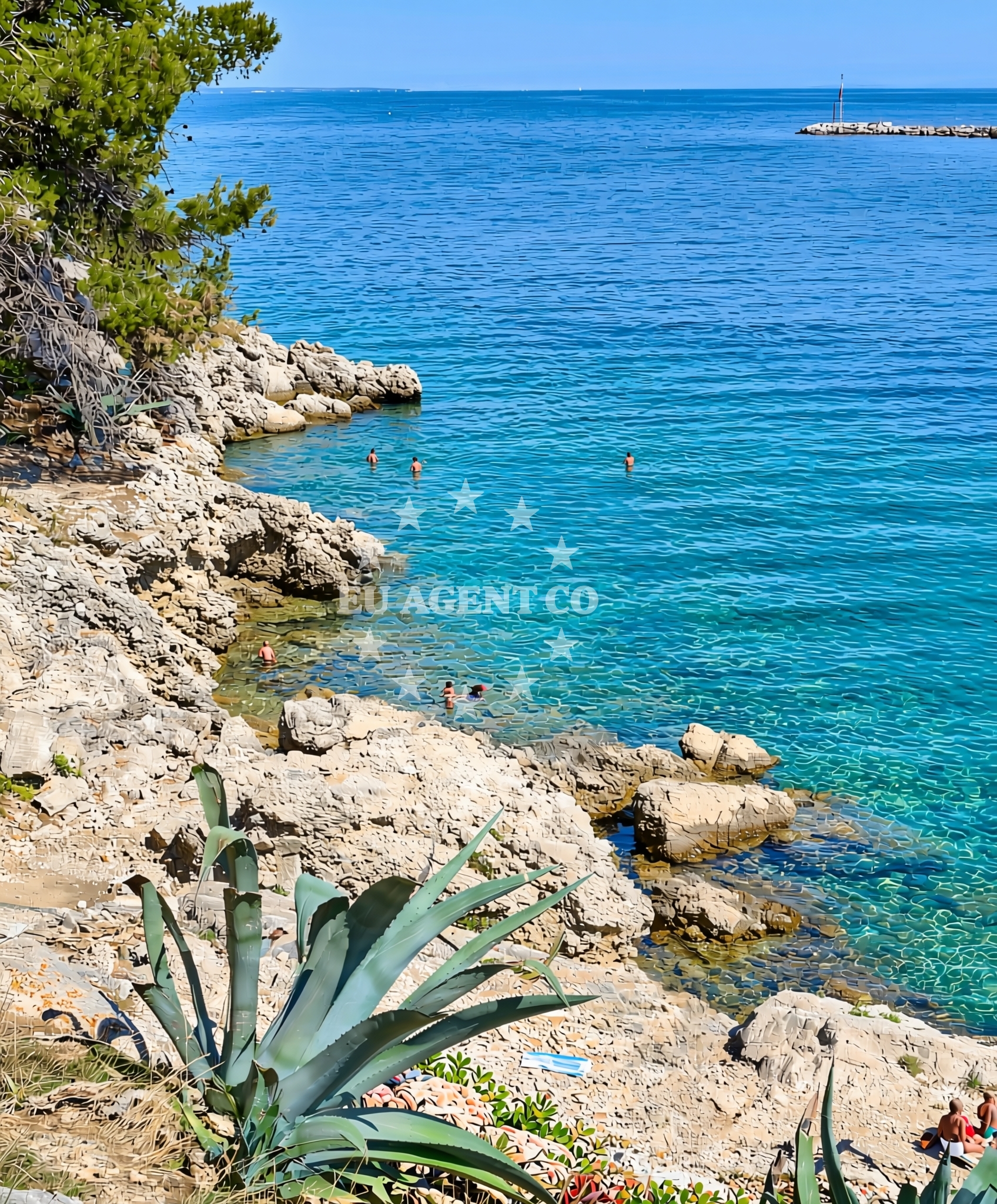 Beach facilities and surroundings at Luka Rovenska, Veli Lošinj (Lošinj) Beach in Luka Rovenska