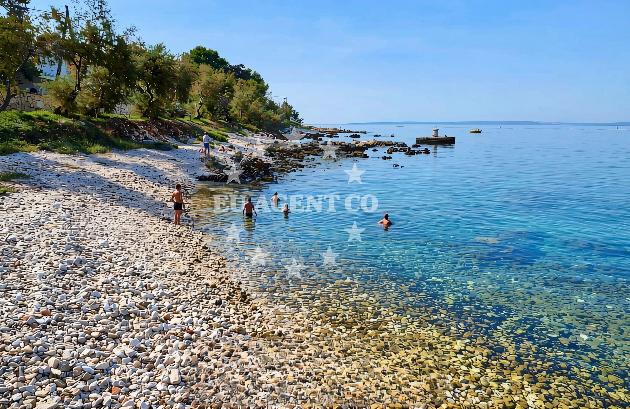 Shoreline and swimming area at Luka, Silba (Silba) Beach in Luka