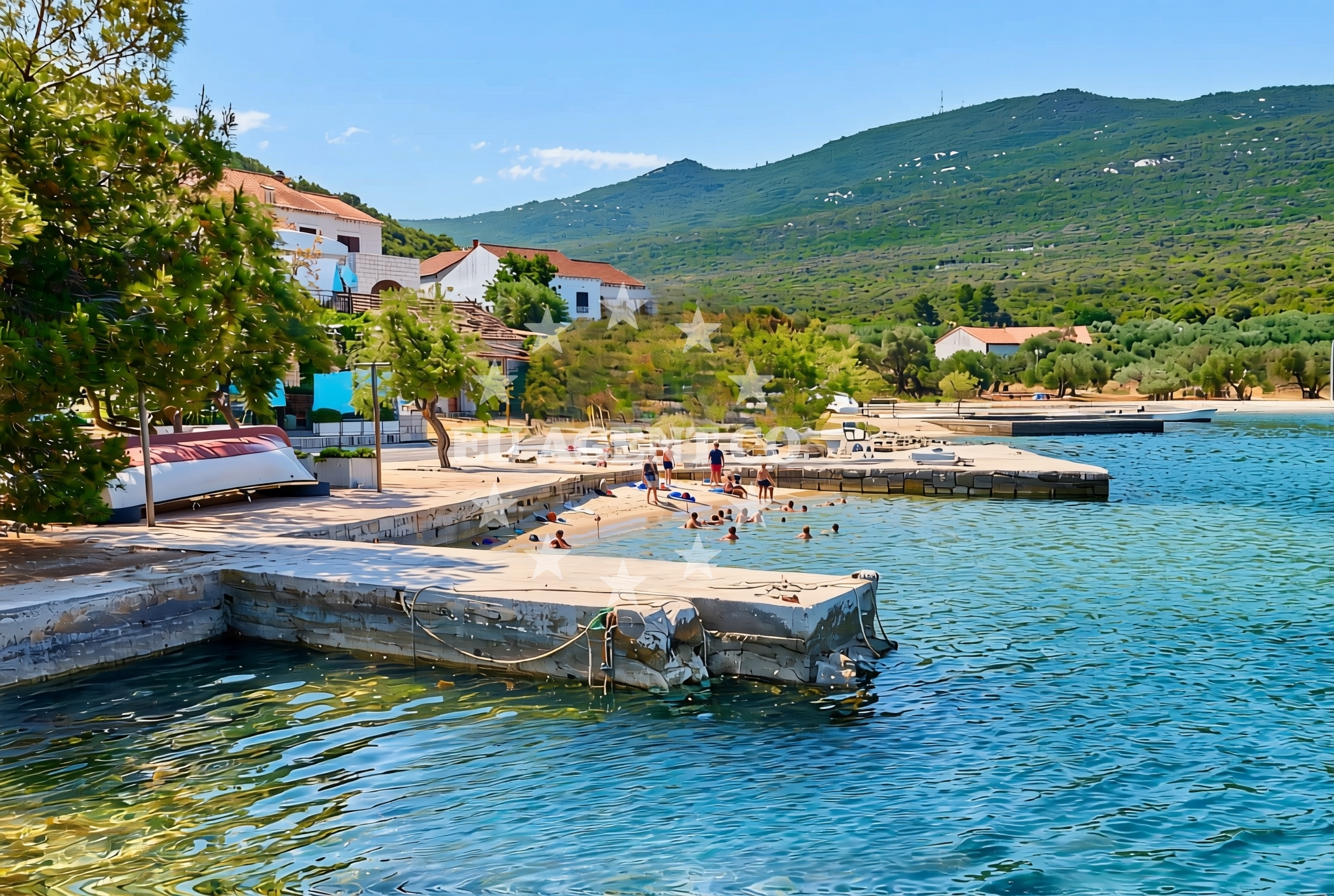 Sea and coastal view of Luka sjever, Dubrava (Ston) Beach in Luka sjever