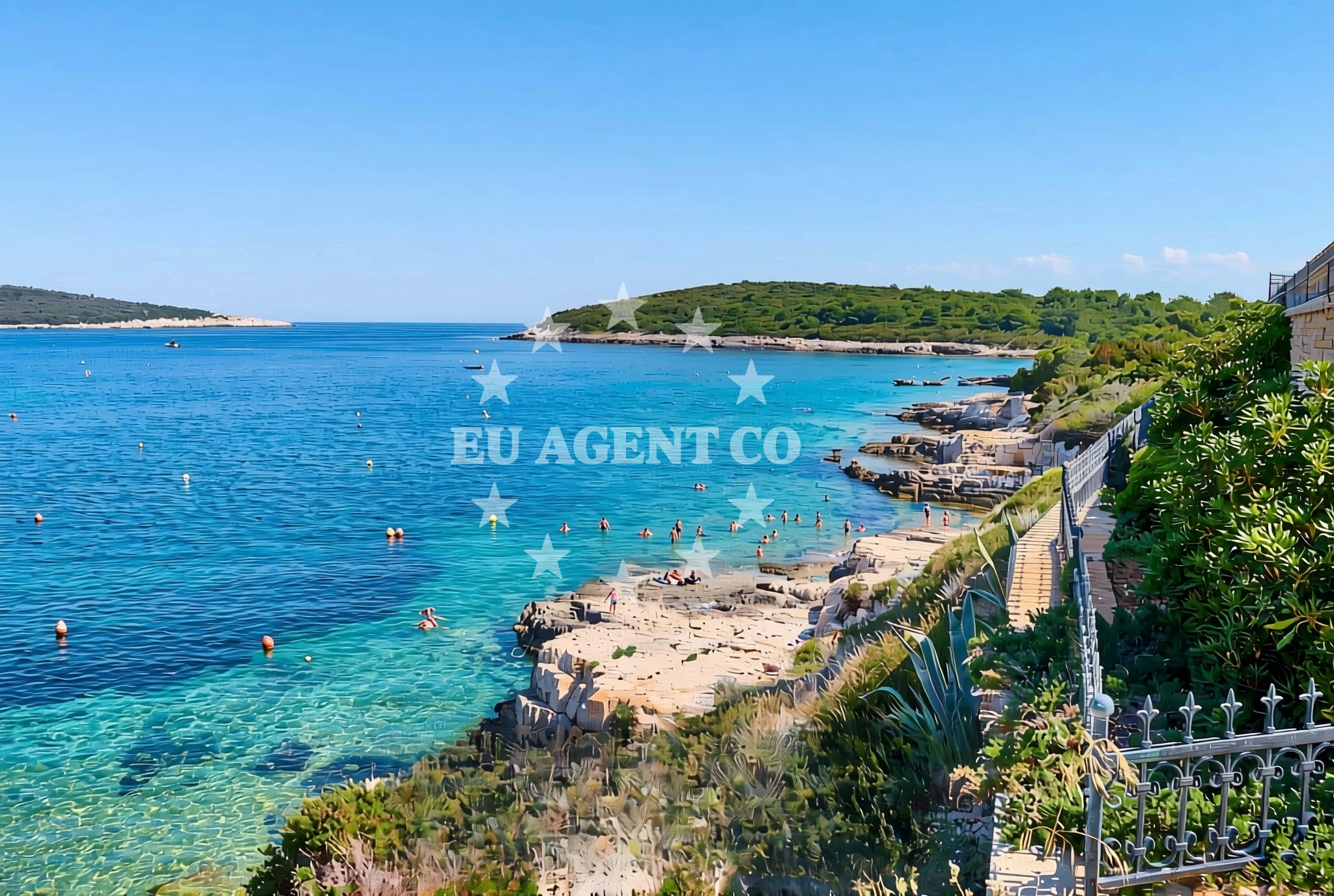 Sea and coastal view of Luka sjever, Rukavac (Vis) Beach in Luka sjever