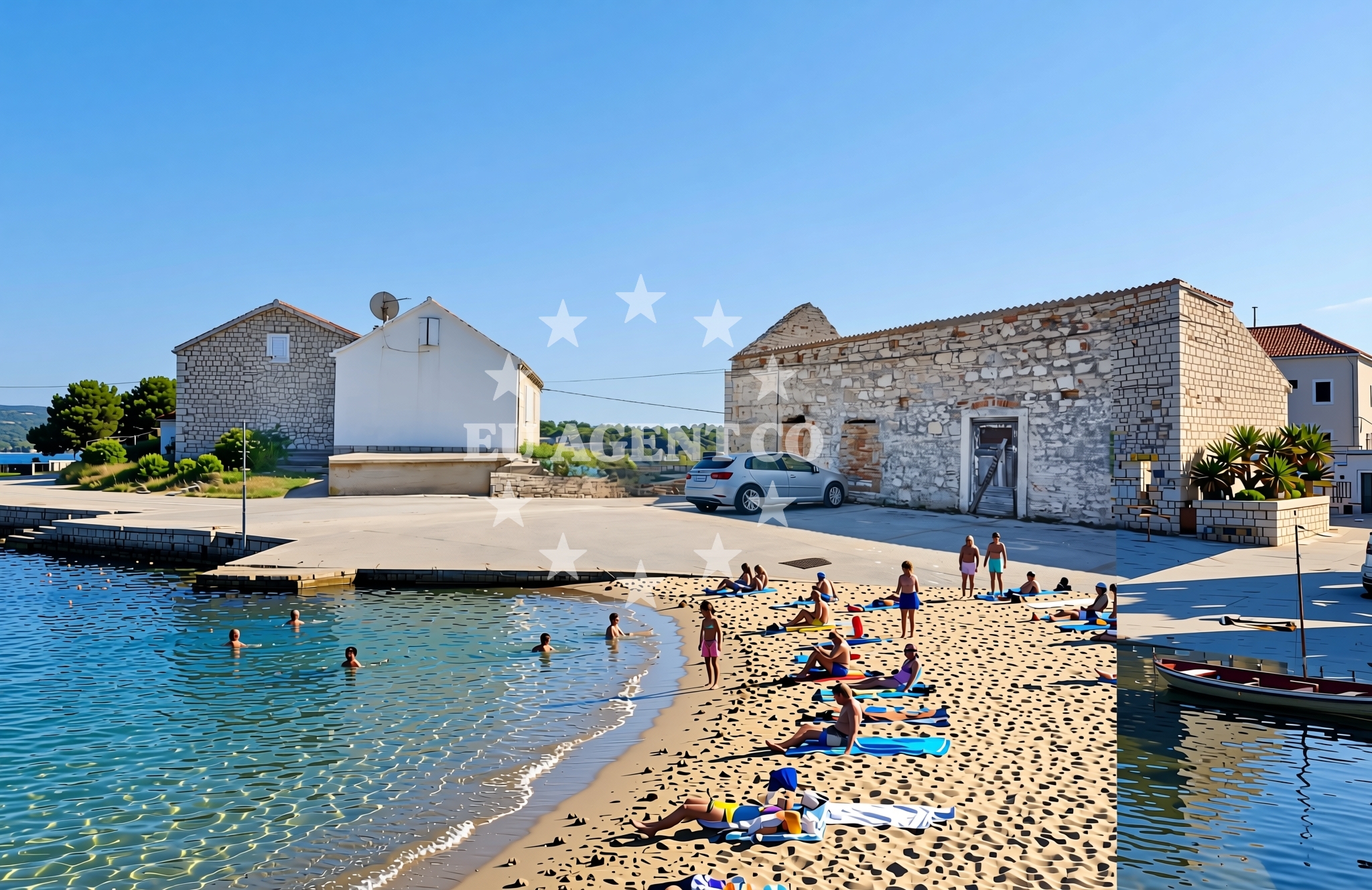 Beach facilities and surroundings at Luka sjever, Rukavac (Vis) Beach in Luka sjever