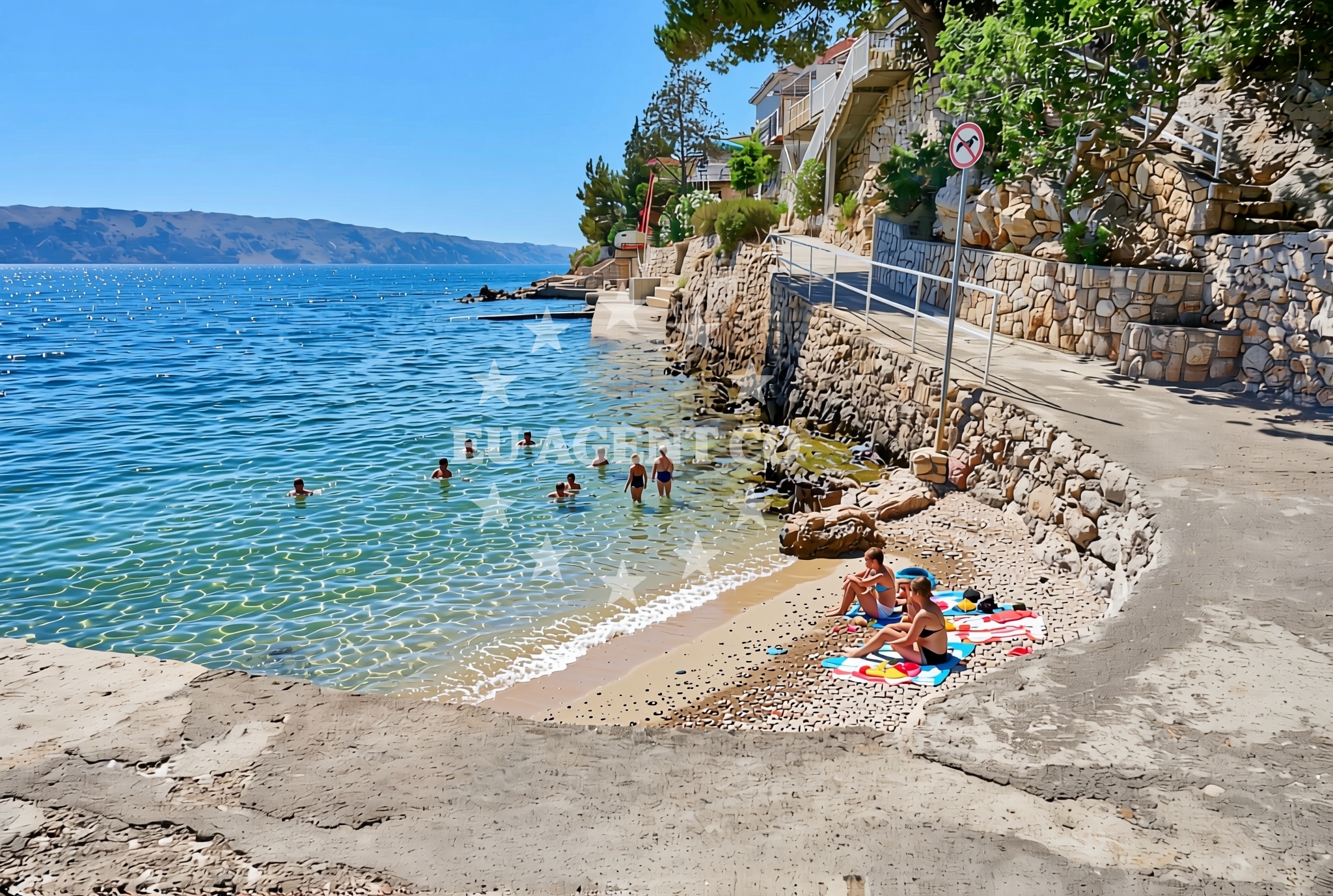 Shoreline and swimming area at Luka, Starigrad (Senj) Beach in Luka