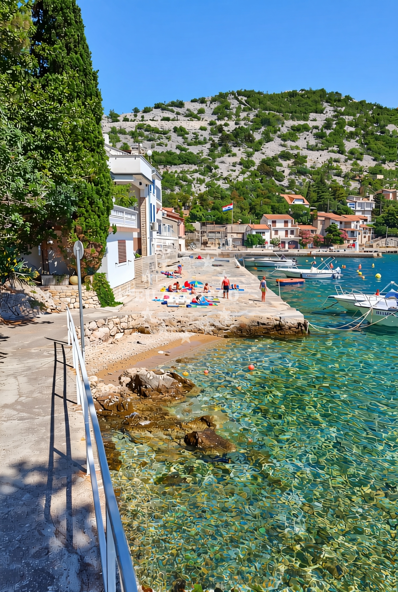 Beach facilities and surroundings at Luka, Starigrad (Senj) Beach in Luka