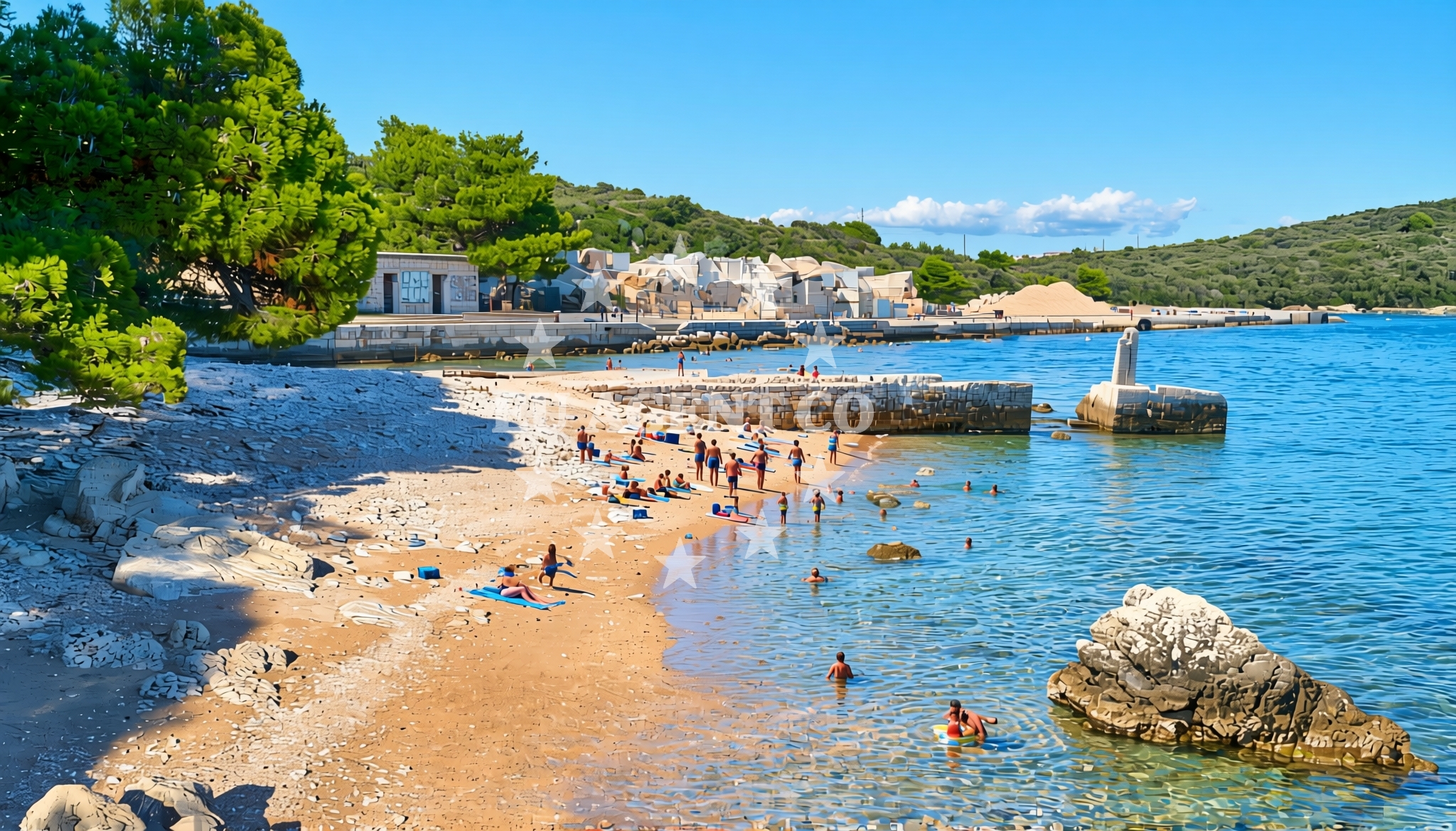 Beach facilities and surroundings at Luka Štinjan, Pula Beach in Luka Štinjan