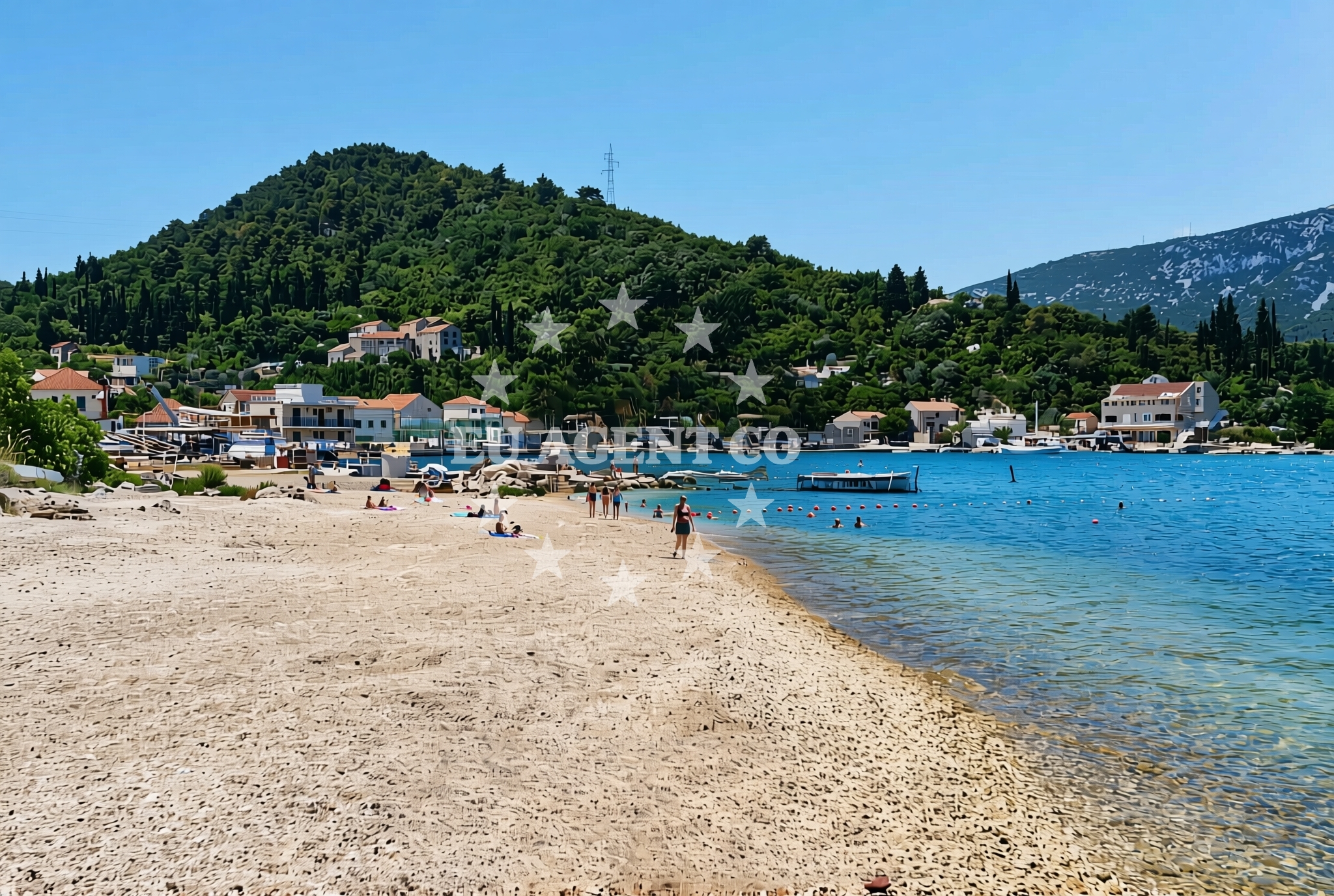 Overview of Luka stonska jug, Luka (Ston) Beach in Luka stonska jug