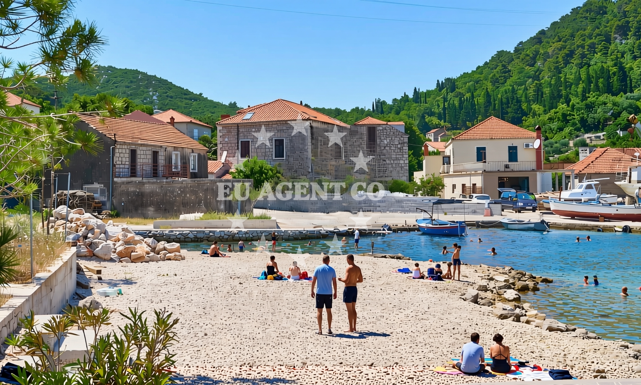 Overview of Luka stonska sredina, Luka (Ston) Beach in Luka stonska sredina