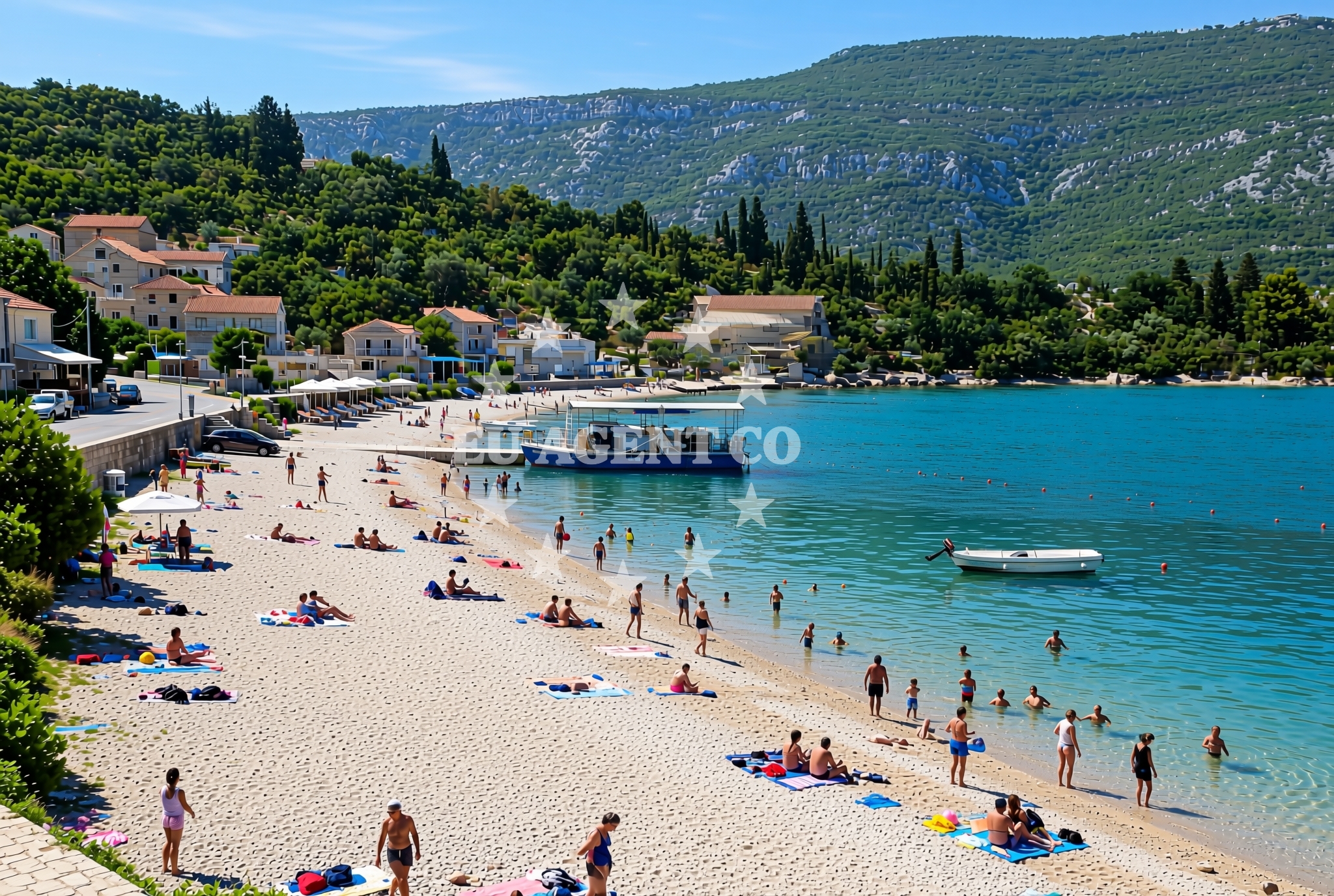 Shoreline and swimming area at Luka stonska sredina, Luka (Ston) Beach in Luka stonska sredina