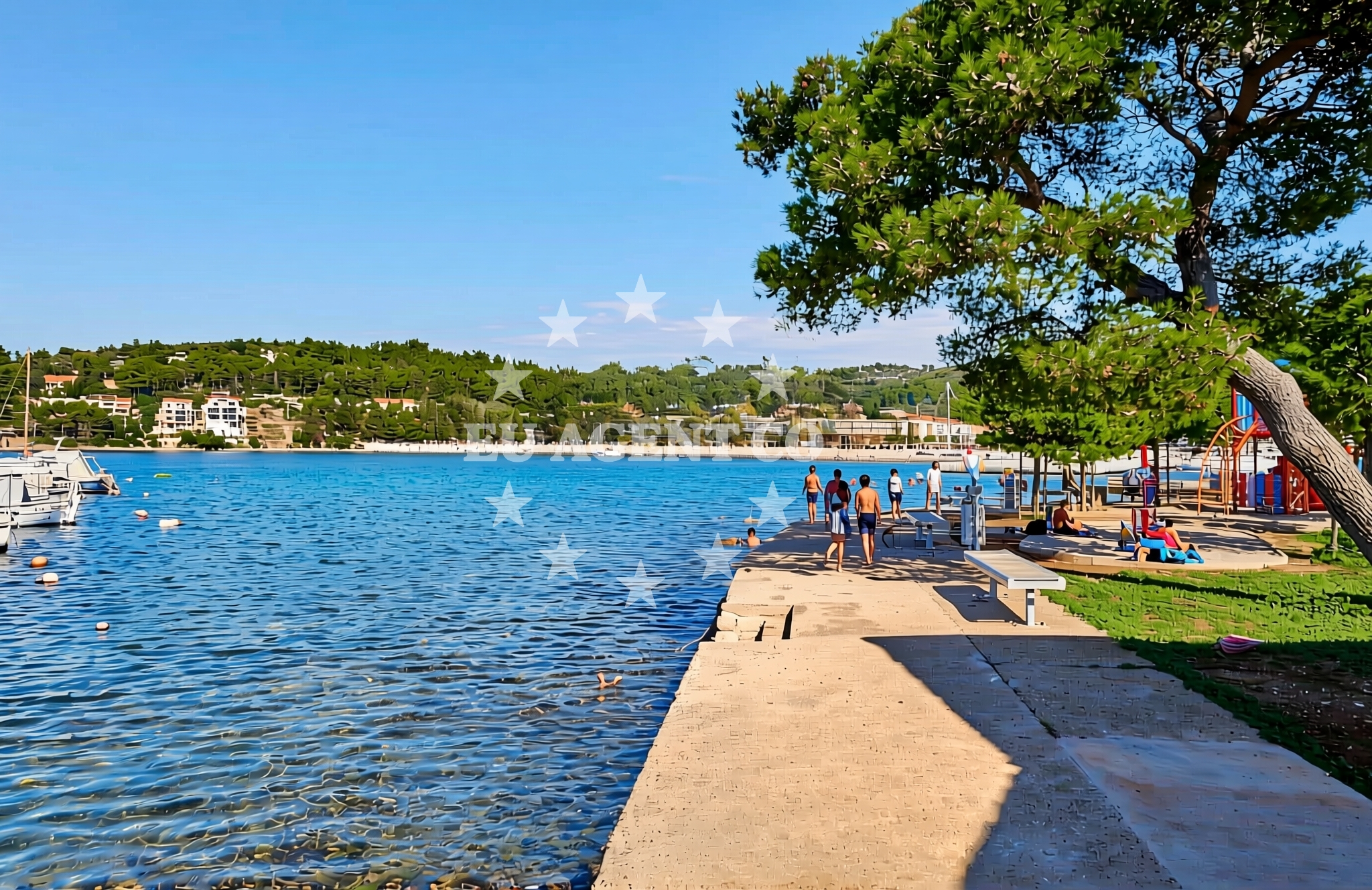 Shoreline and swimming area at Luka, Vela Luka (Korčula) Beach in Luka