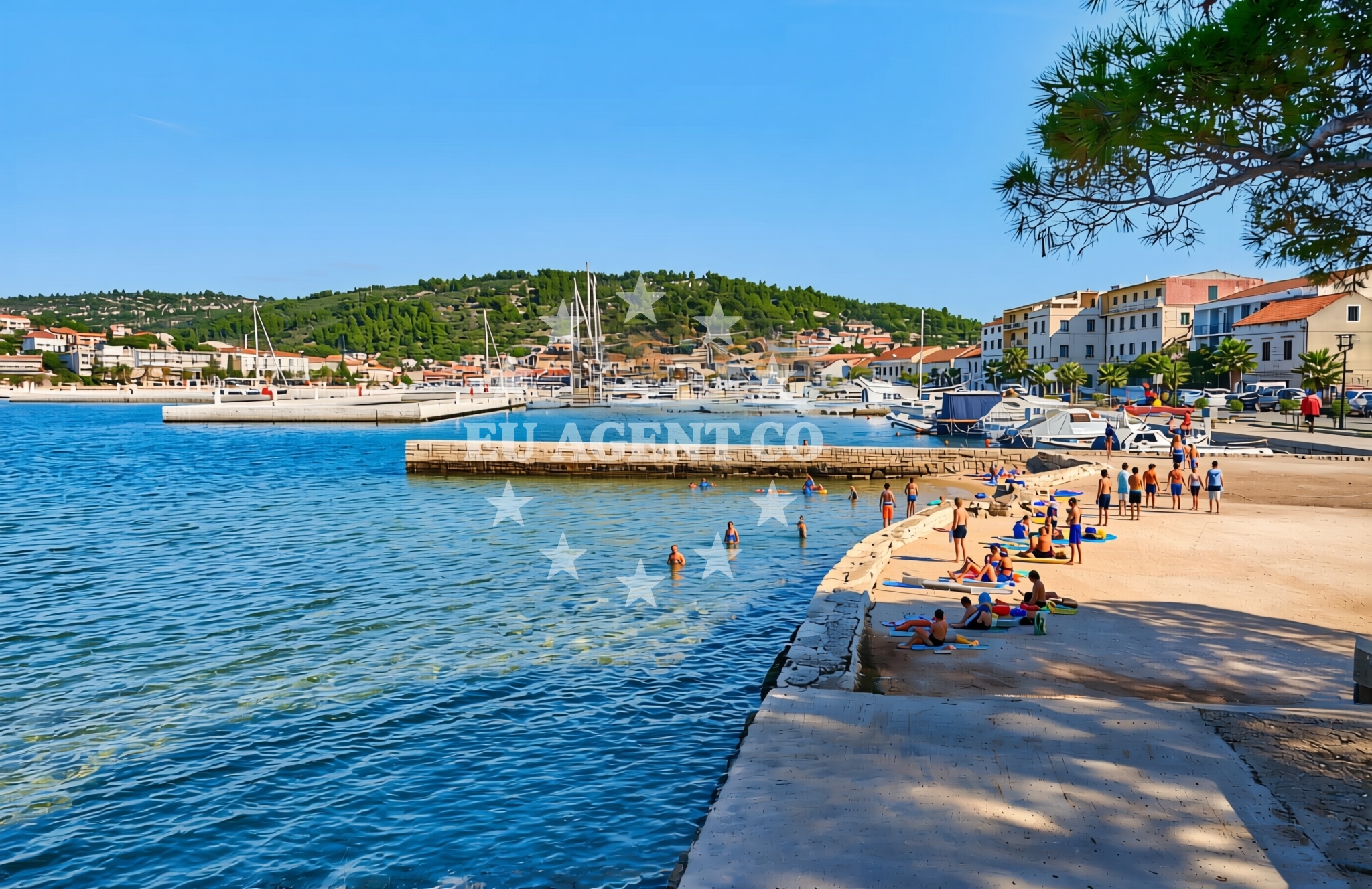 Sea and coastal view of Luka, Vela Luka (Korčula) Beach in Luka
