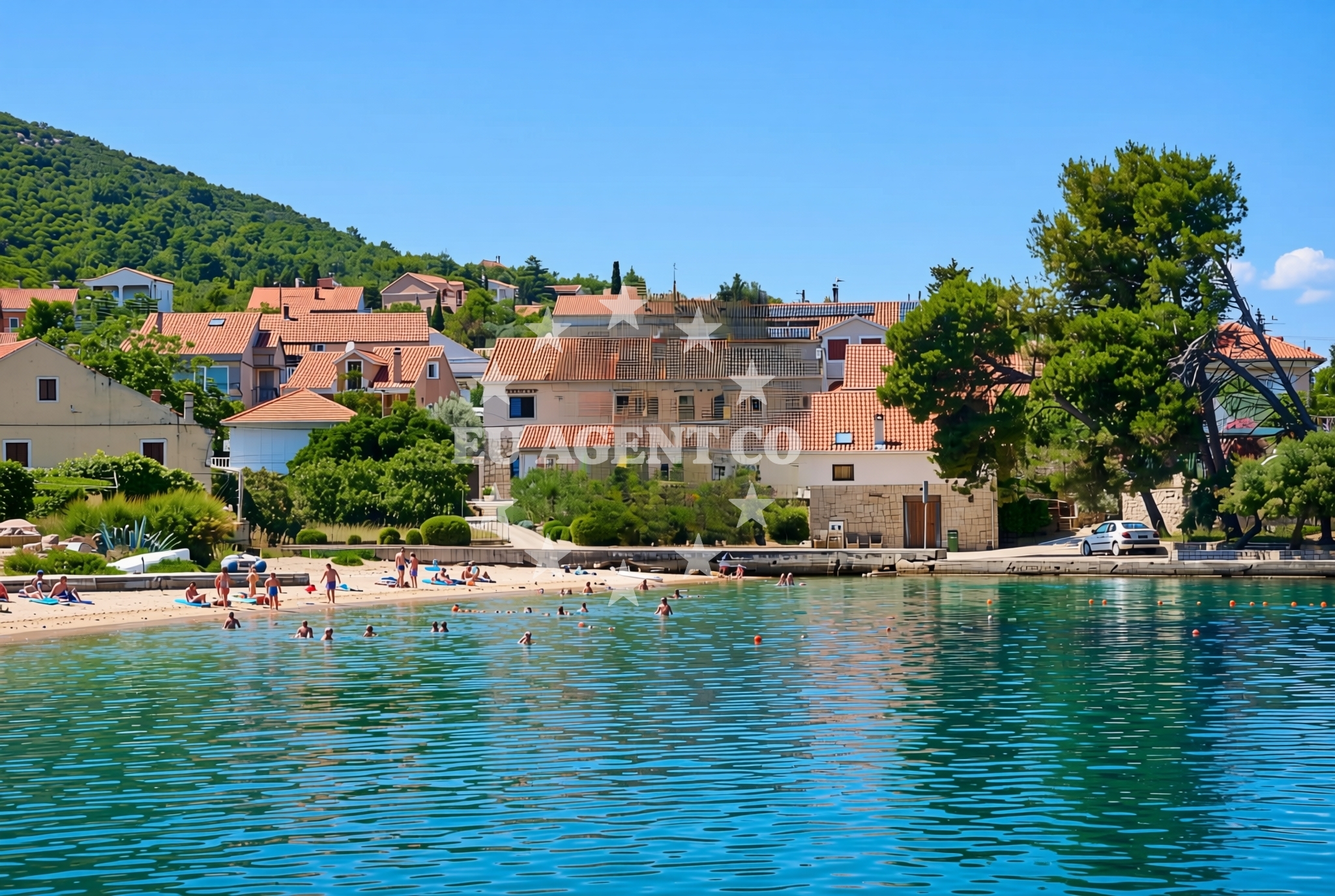 Shoreline and swimming area at Luka, Veli Iž (Iž) Beach in Luka