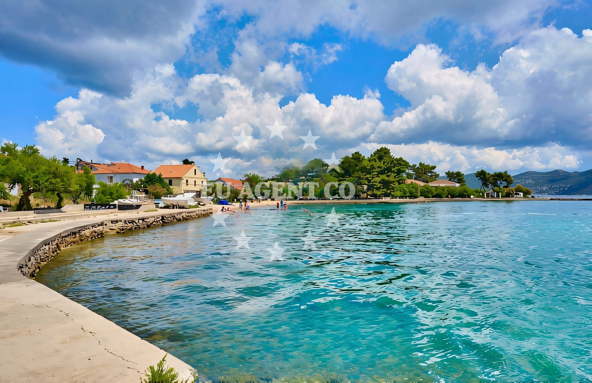 Beach facilities and surroundings at Luka, Veli Iž (Iž) Beach in Luka