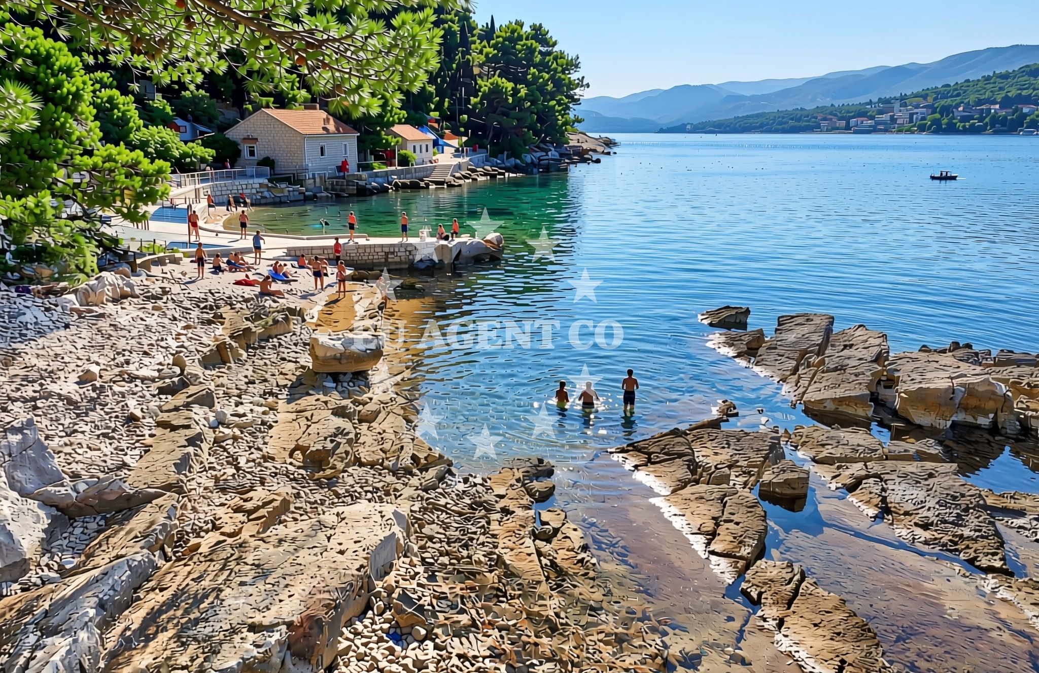 Shoreline and swimming area at Luka, Vrboska (Hvar) Beach in Luka