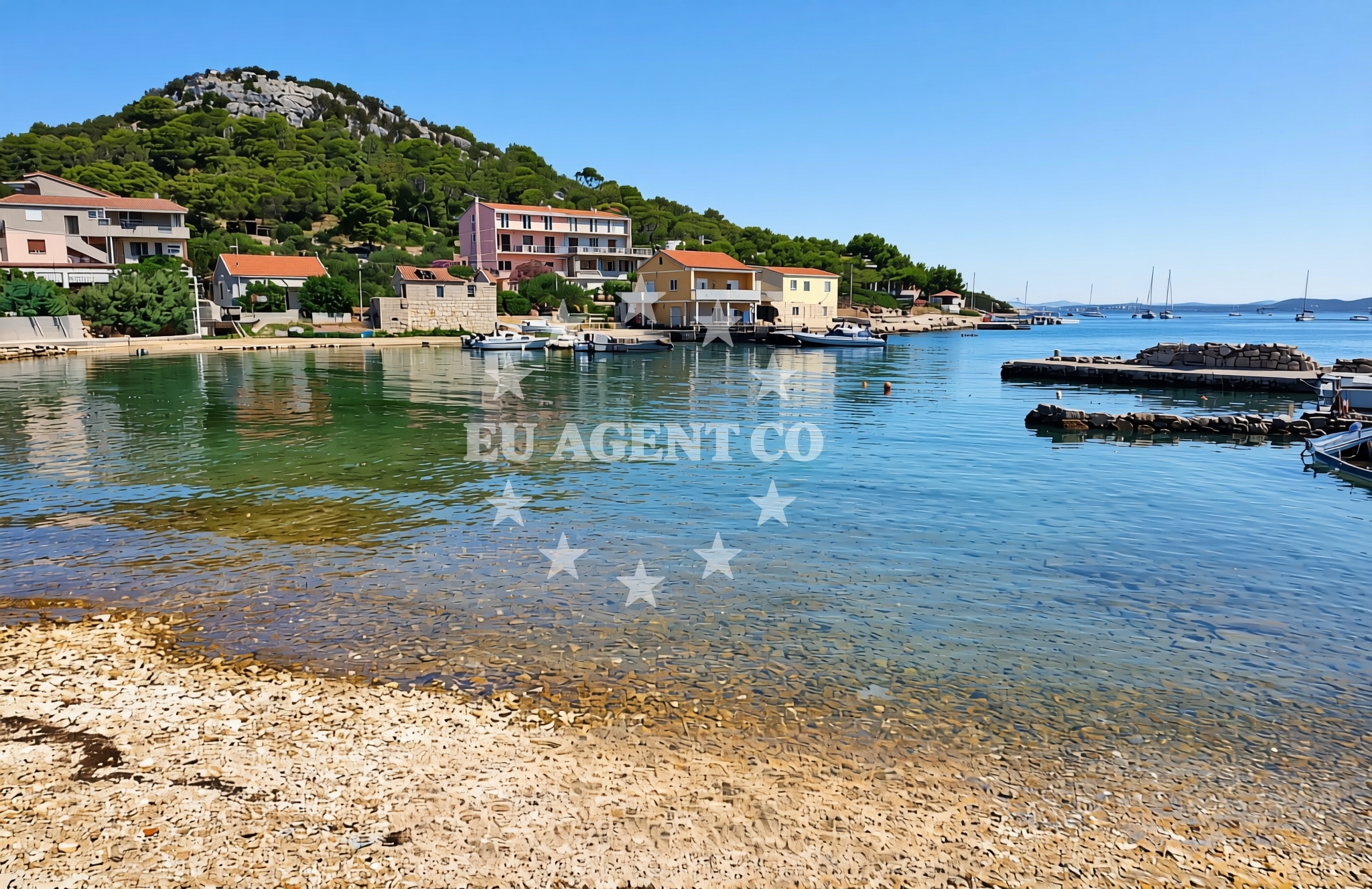 Shoreline and swimming area at Luka, Vrgada (Vrgada) Beach in Luka