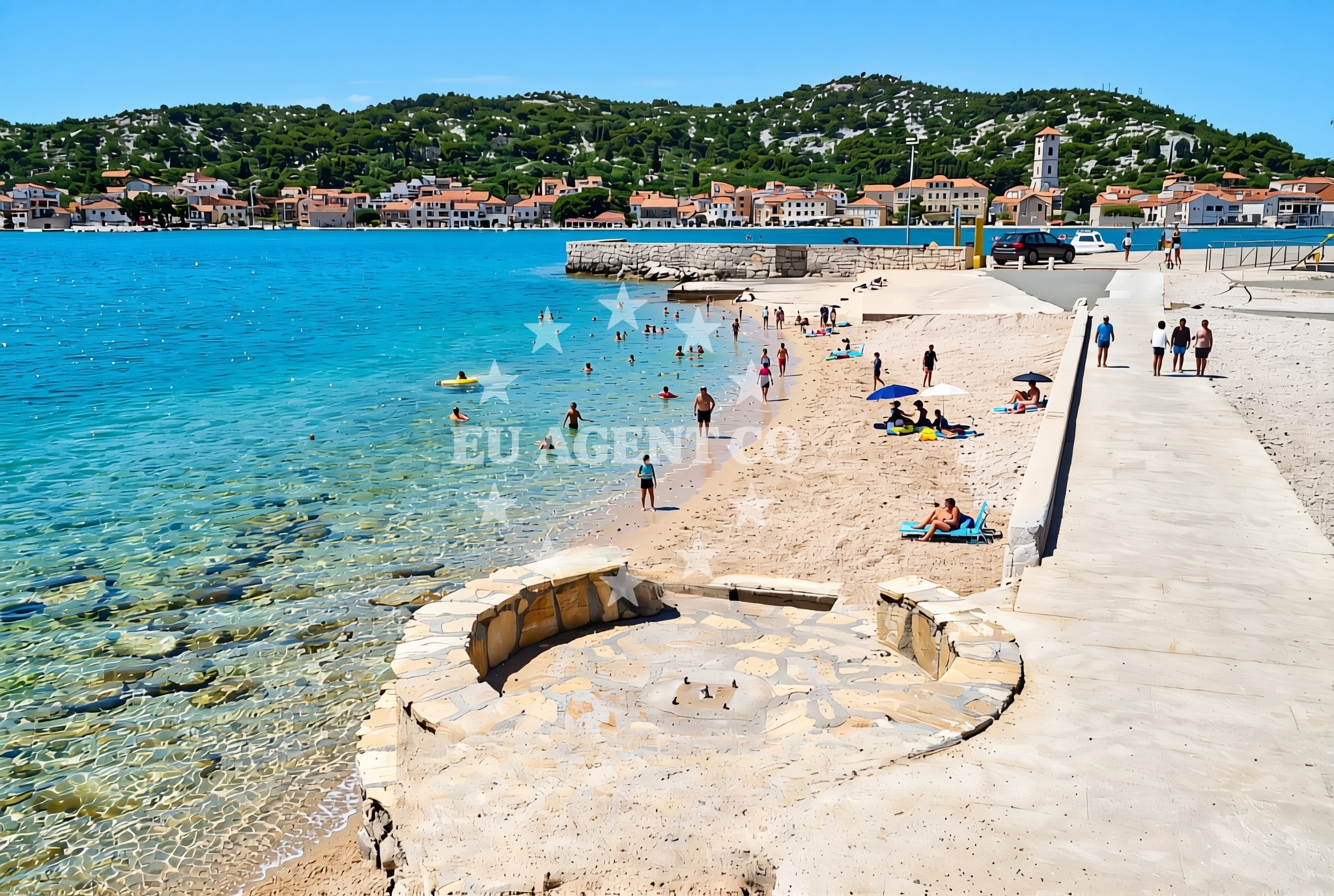 Overview of Luka zapad, Tisno (Murter) Beach in Luka zapad