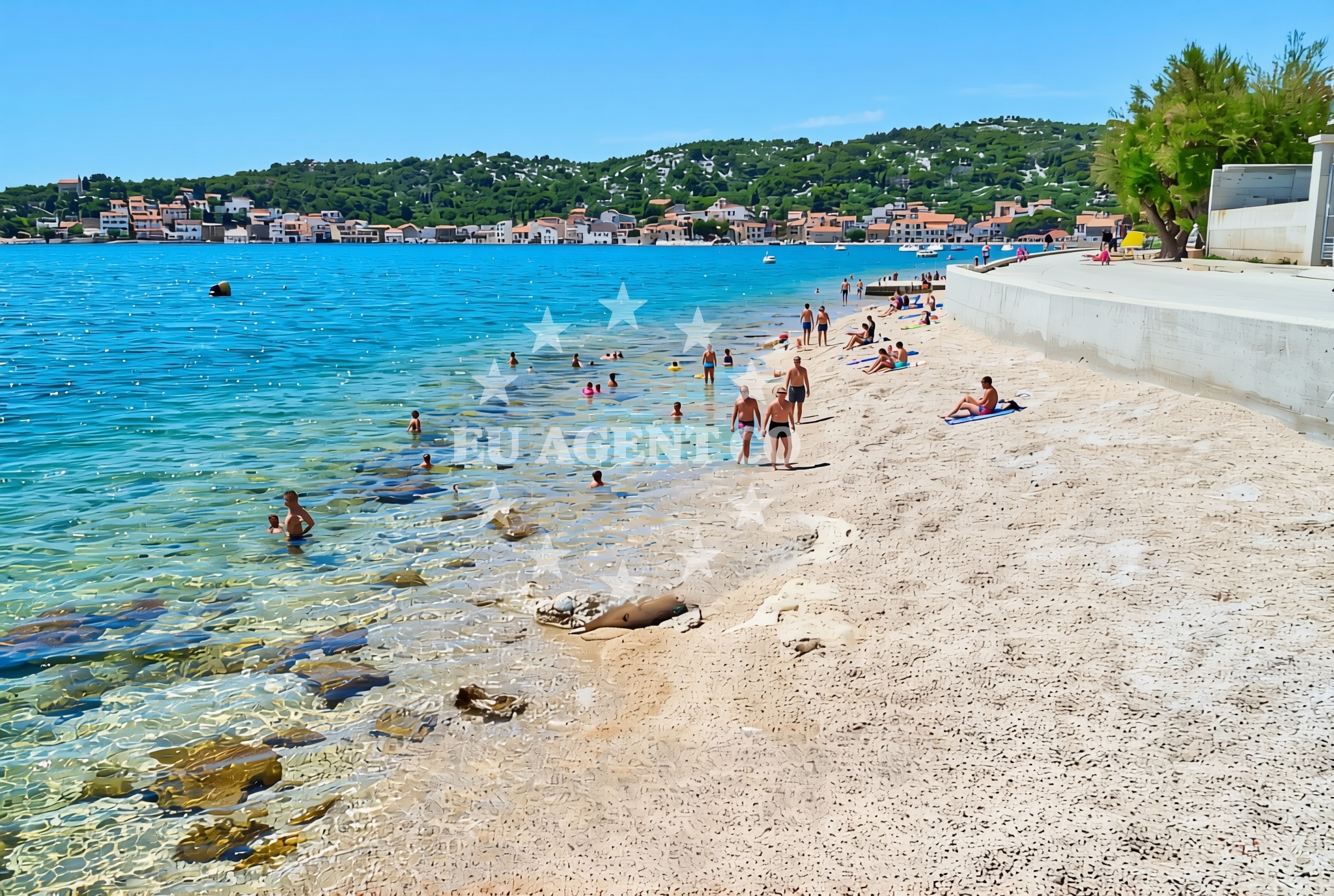 Shoreline and swimming area at Luka zapad, Tisno (Murter) Beach in Luka zapad