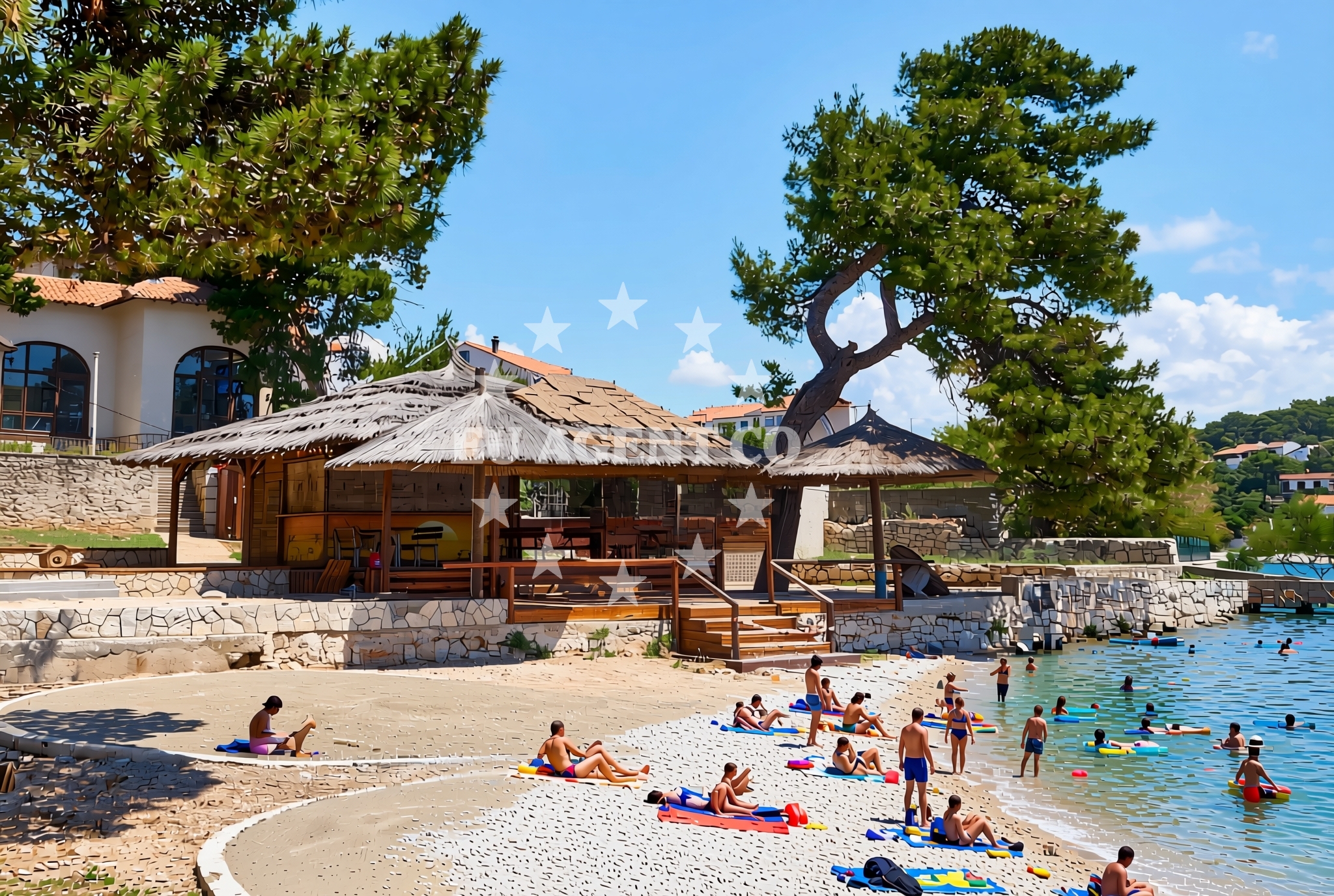 Sea and coastal view of Luka zapad, Tisno (Murter) Beach in Luka zapad