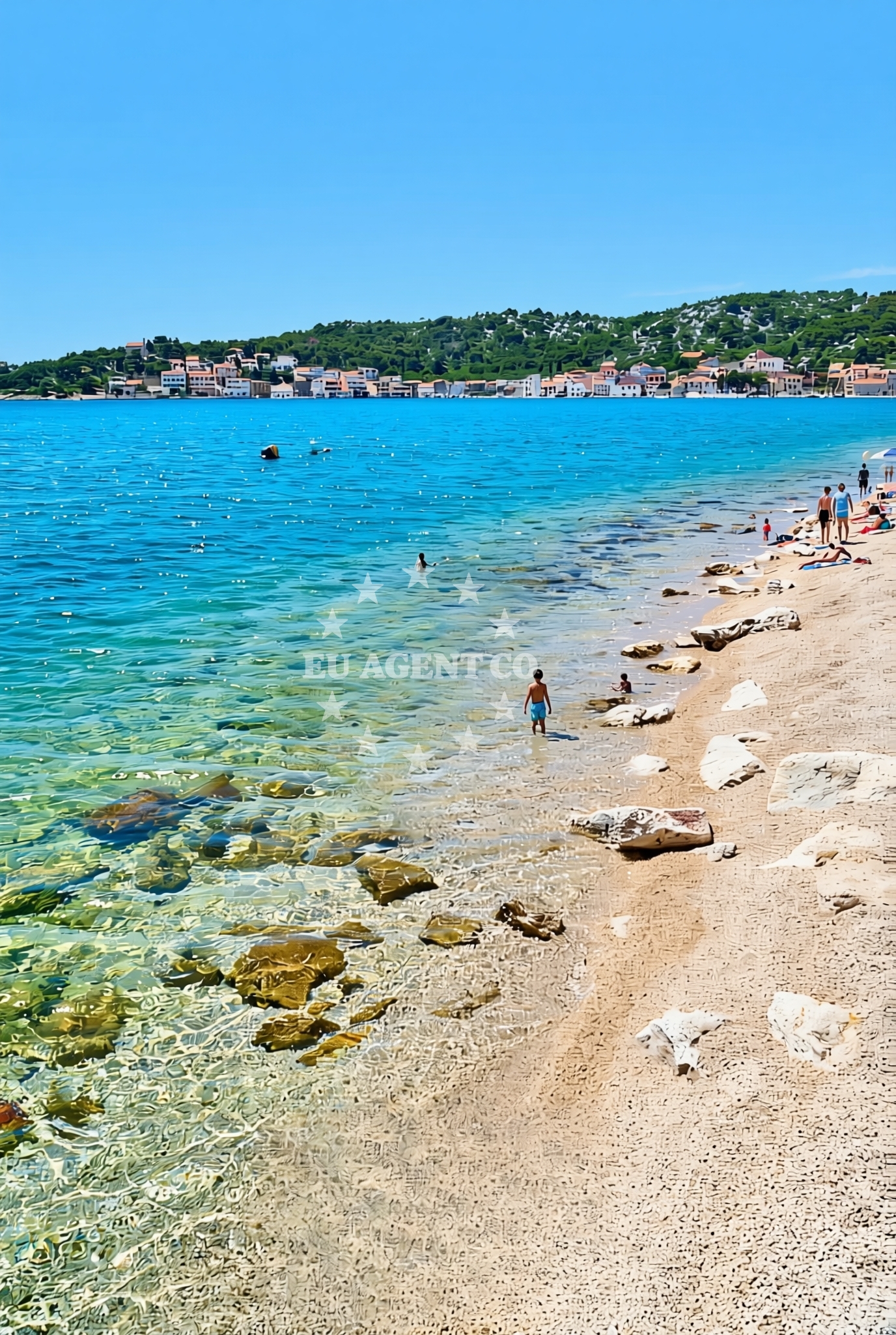 Beach facilities and surroundings at Luka zapad, Tisno (Murter) Beach in Luka zapad