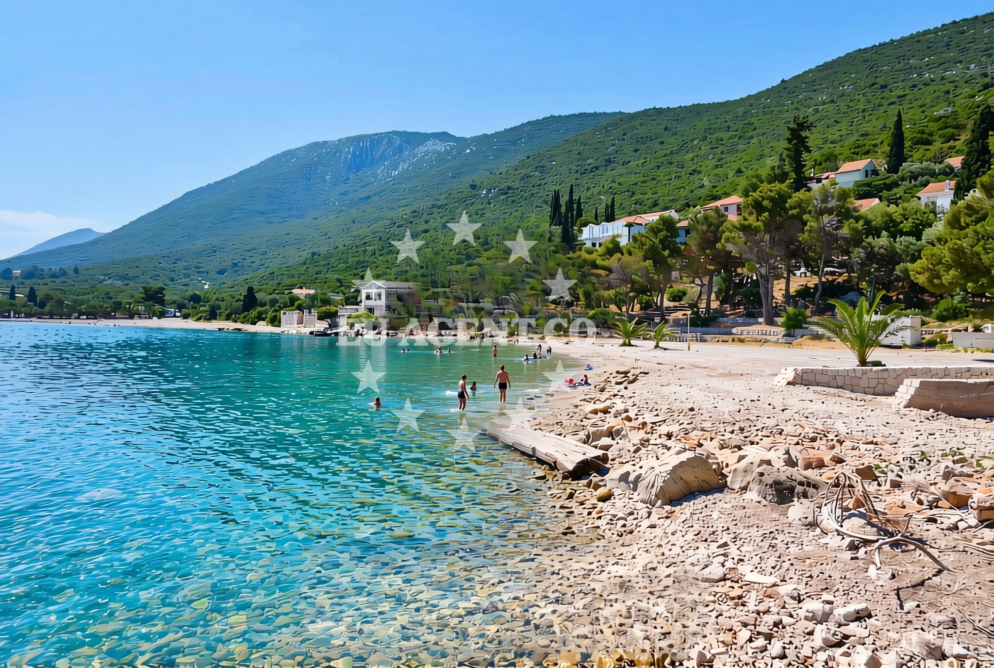 Shoreline and swimming area at Luka zapad, Trpanj Beach in Luka zapad
