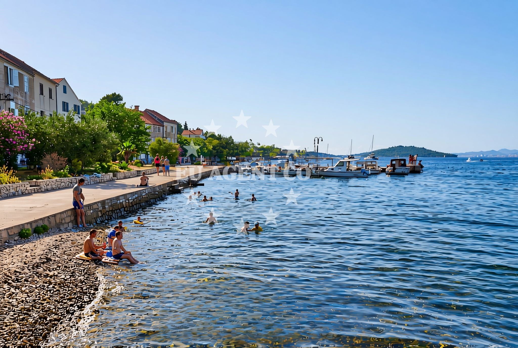 Overview of Luka, Zlarin (Zlarin) Beach in Luka