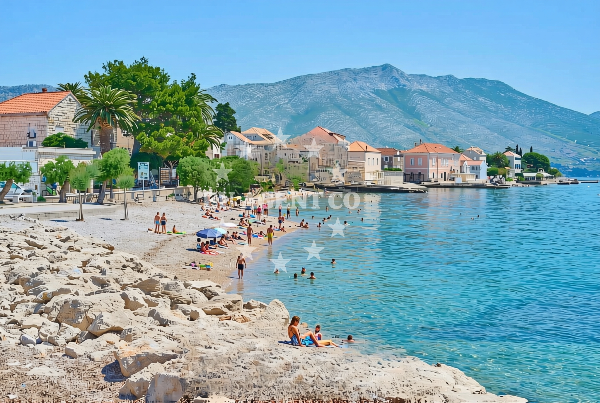 Overview of Lukobran, Orebić Beach in Lukobran