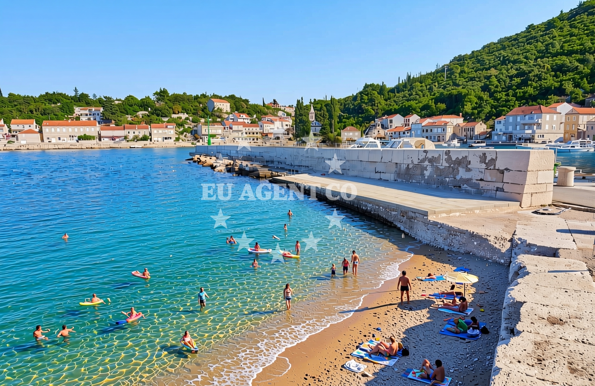 Overview of Lukobran, Račišće (Korčula) Beach in Lukobran