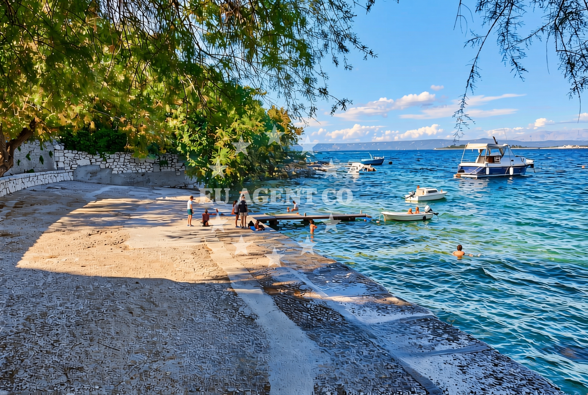 Sea and coastal view of Lukobran, Račišće (Korčula) Beach in Lukobran