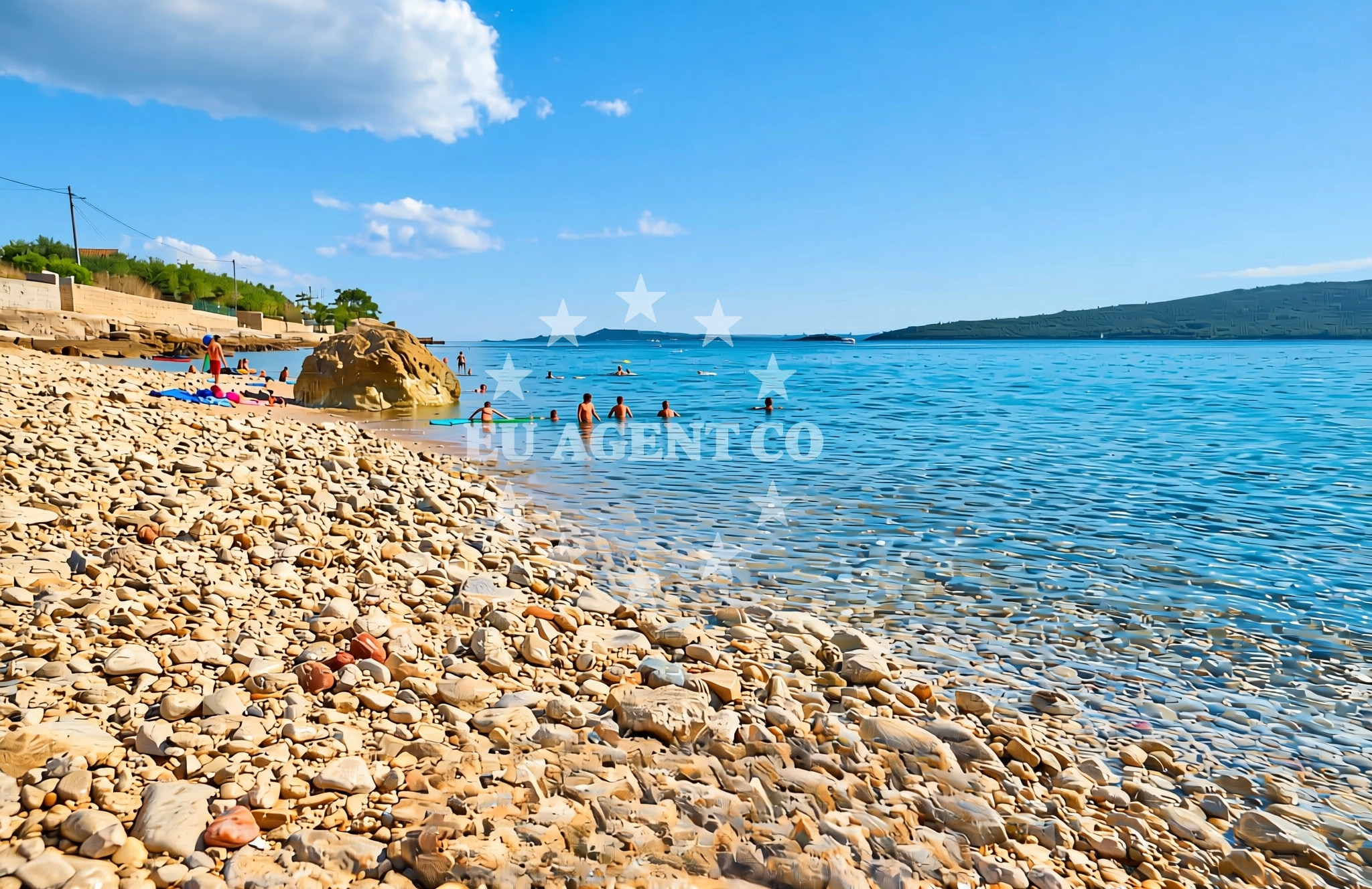 Sea and coastal view of Lukobran, Rivanj (Rivanj) Beach in Lukobran
