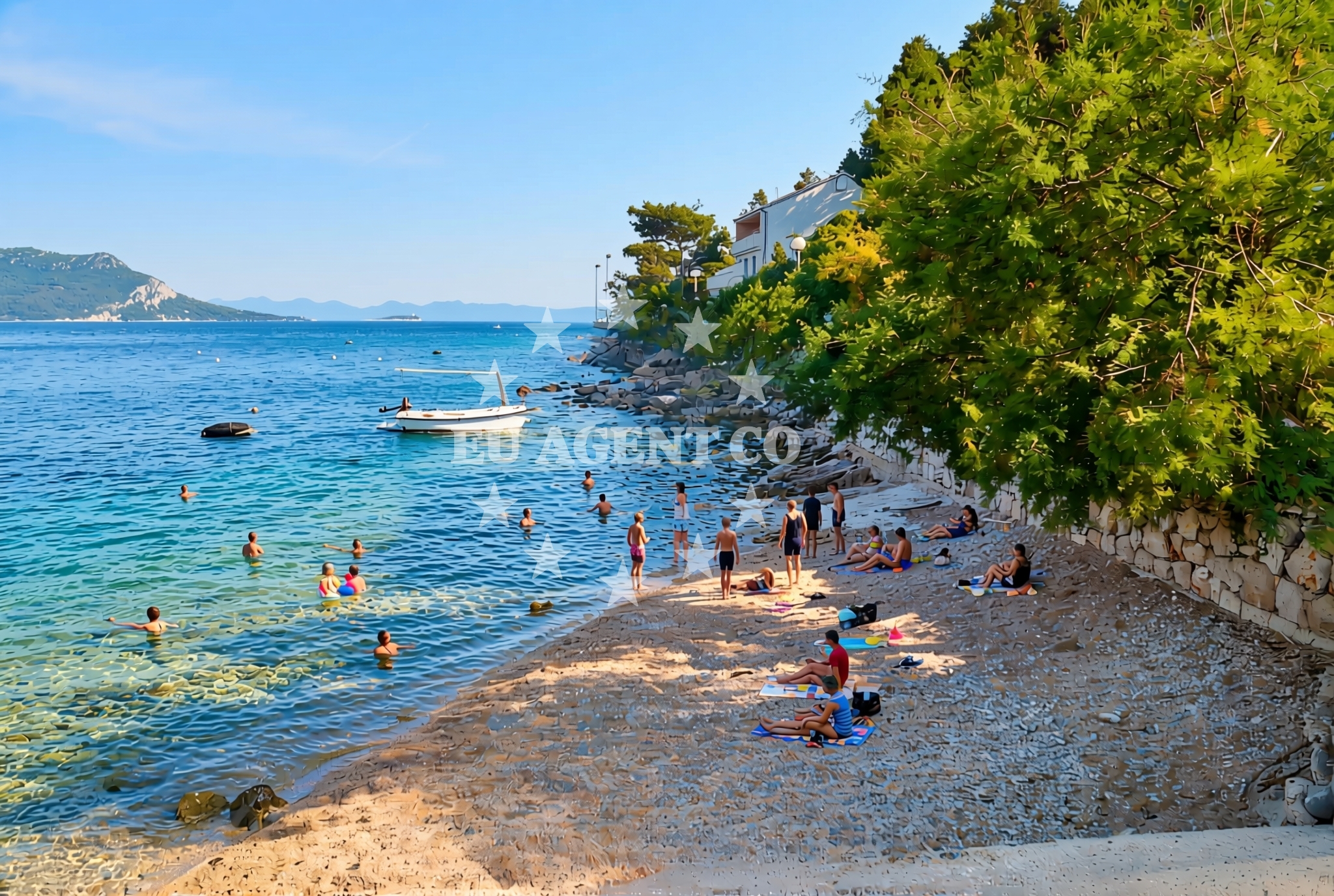 Sea and coastal view of Lukobran, Trstenik (Orebić) Beach in Lukobran