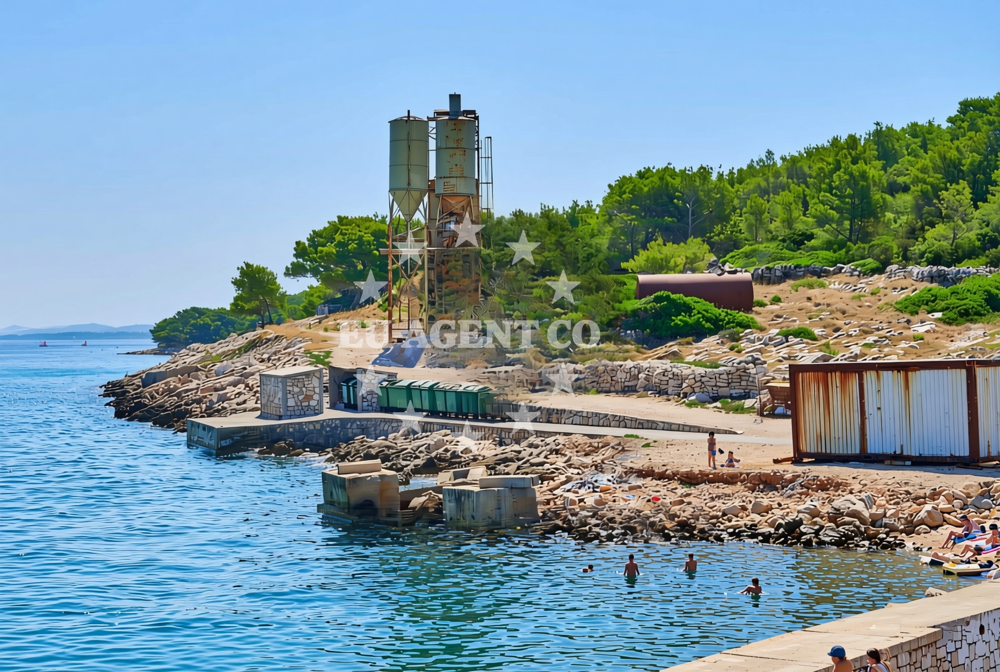 Shoreline and swimming area at Lukobran, Vrgada (Vrgada) Beach in Lukobran